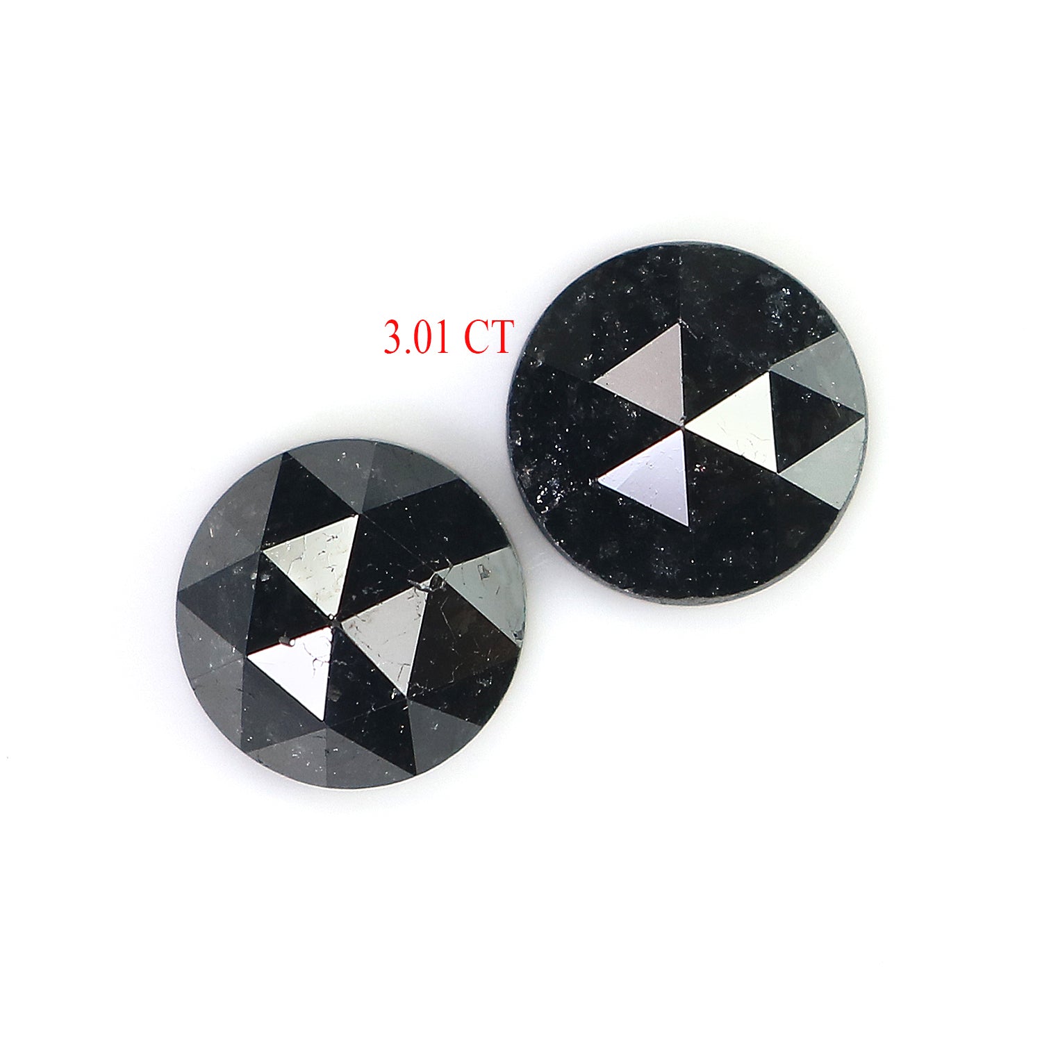 3.01 CT Natural Loose Round Rose Cut Pair Diamond Black Color Round Shape Diamond 6.95 MM Natural Black Color Round Rose Cut Diamond LQ1691