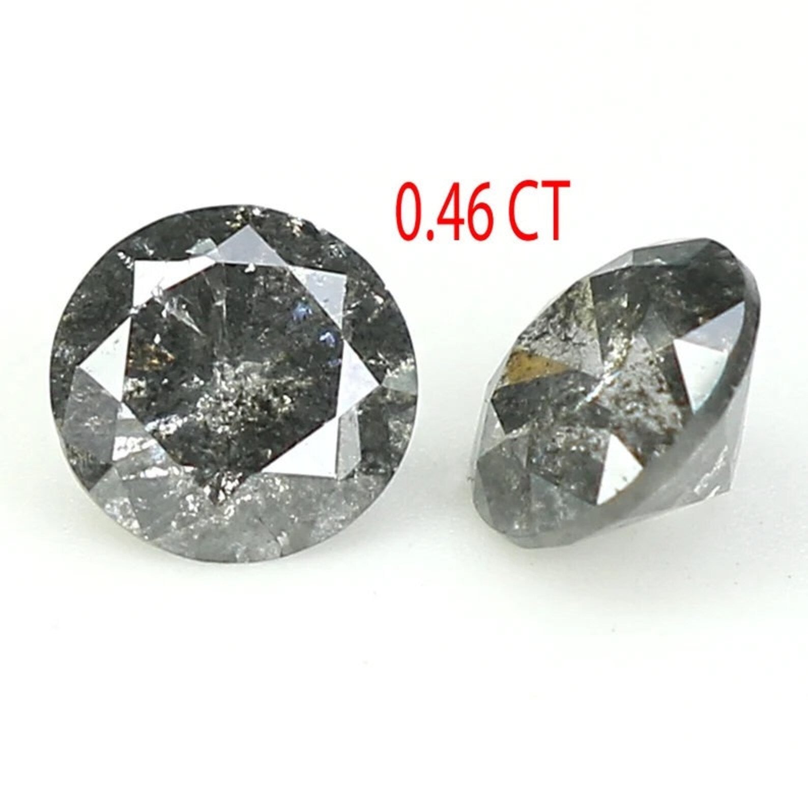 0.46 CT Natural Loose Round Shape Pair Diamond Salt And Pepper Round Diamond 3.80 MM Natural Black Gray Round Brilliant Cut Diamond NQ1479