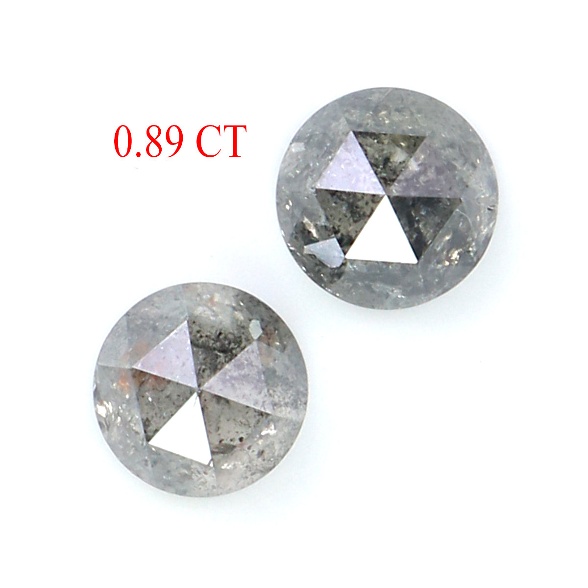 0.89 CT Natural Loose Round Rose Cut Pair Diamond Salt And Pepper Round Cut Diamond 4.40 MM Natural Black Grey Round Rose Cut Diamond KQ2667