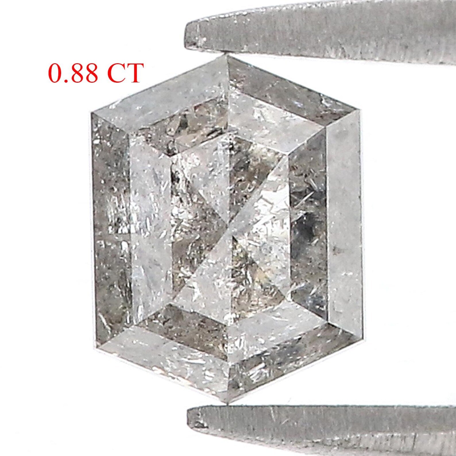 0.88 Ct Natural Loose Hexagon Shape Diamond Salt And Pepper Hexagon Diamond 6.55 MM Natural Diamond Black Grey Color Hexagon Diamond QN1460