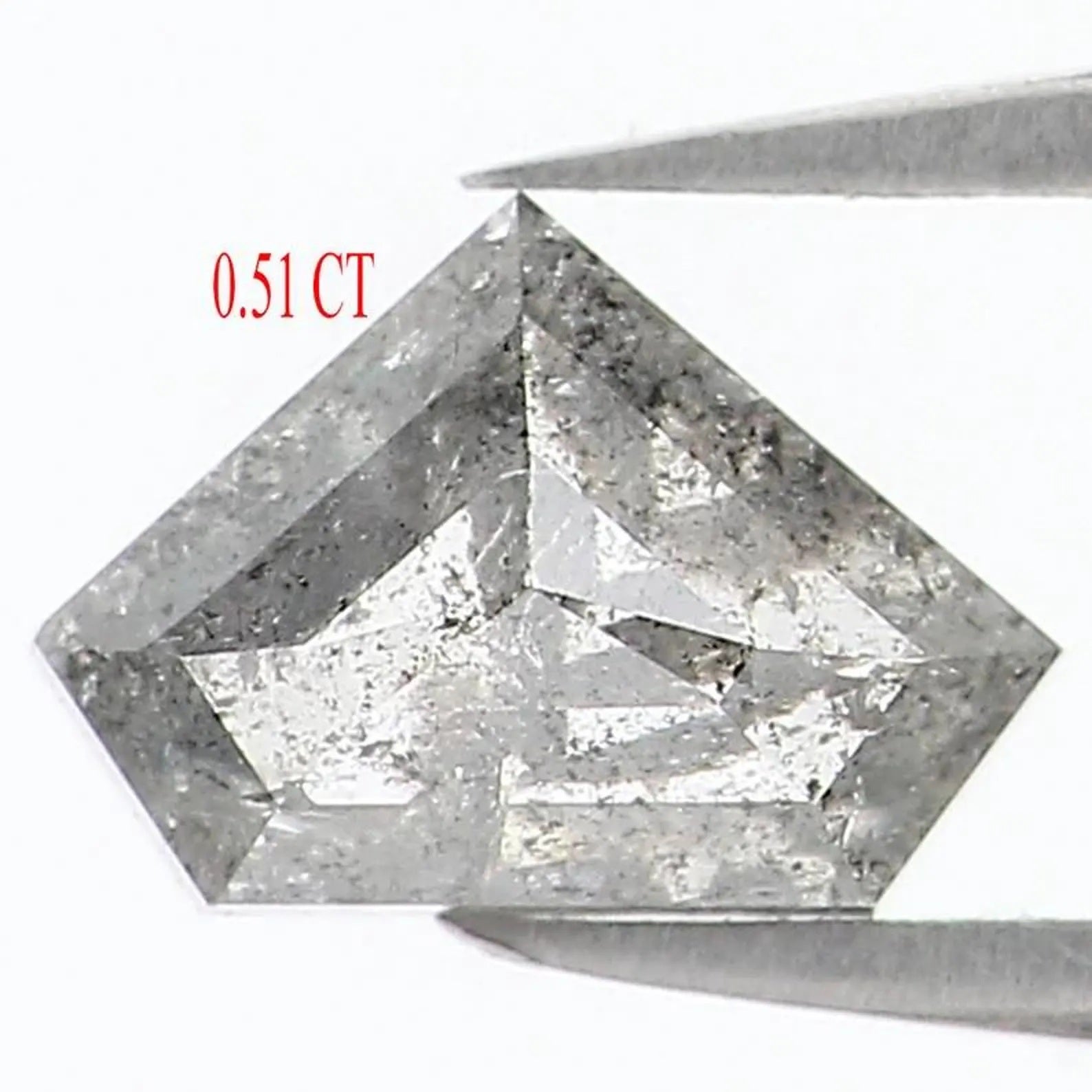 0.51 CT Natural Loose Shield Shape Diamond Salt And Pepper Shield Diamond 4.50 MM Natural Black Grey Color Shield Rose Cut Diamond NQ1537