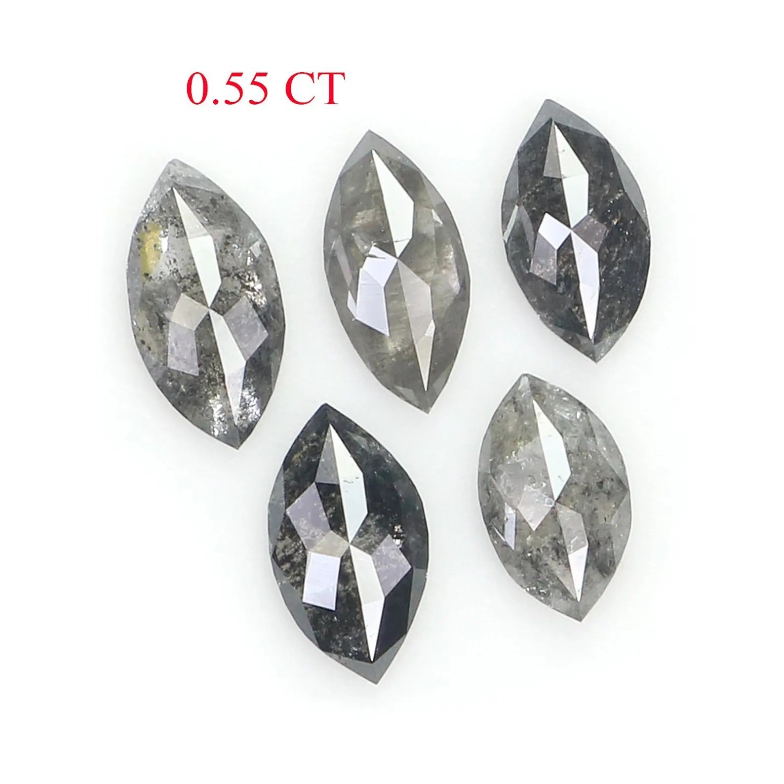 0.55 CT Natural Loose Marquise Shape Diamond Salt And Pepper Marquise Diamond 4.90 MM Natural Black Grey Marquise Rose Cut Diamond NQ2422