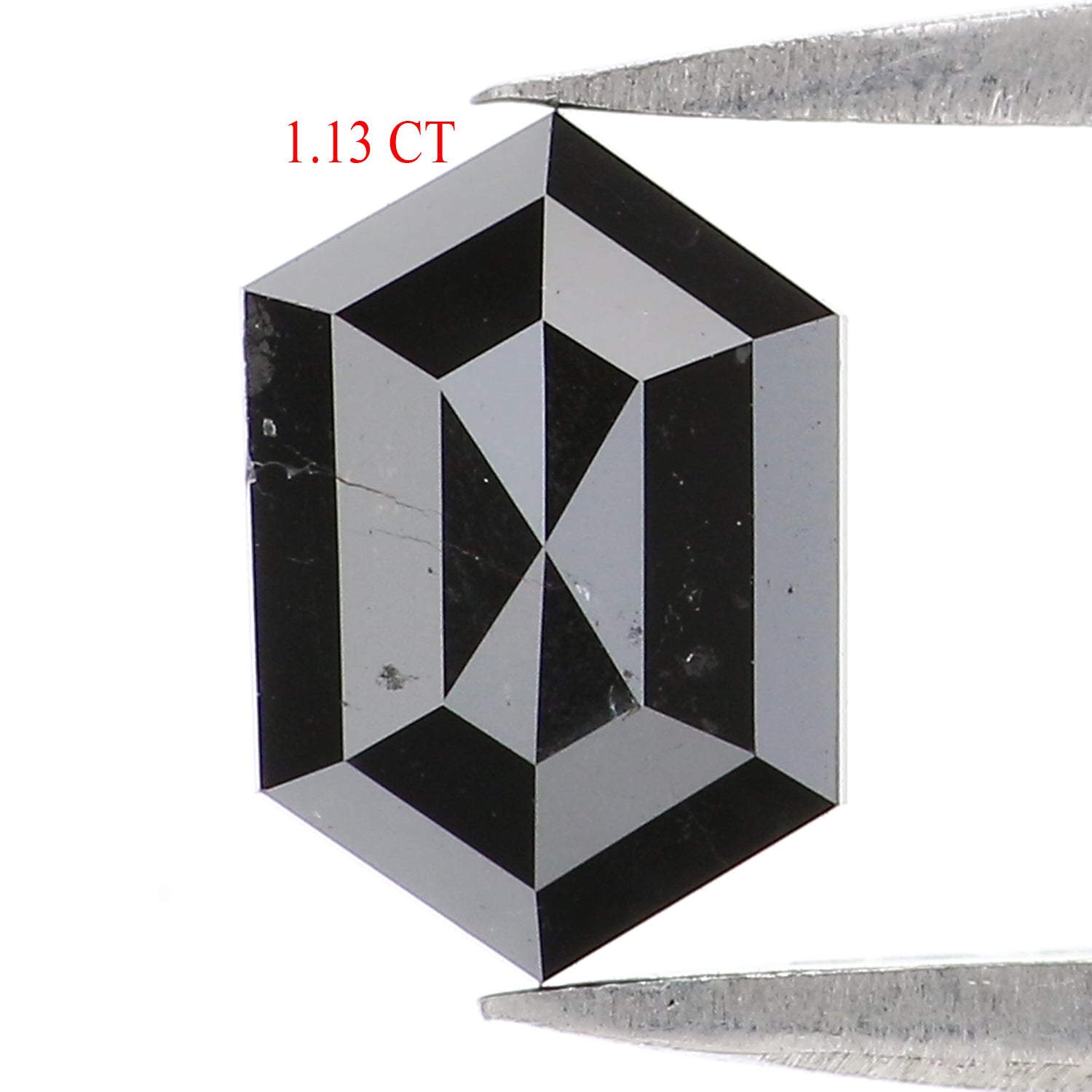 1.13 CT Natural Loose Hexagon Shape Diamond Black Hexagon Rose Cut Diamond 7.90 MM Natural Loose Black Color Hexagon Rose Cut Diamond QL9082