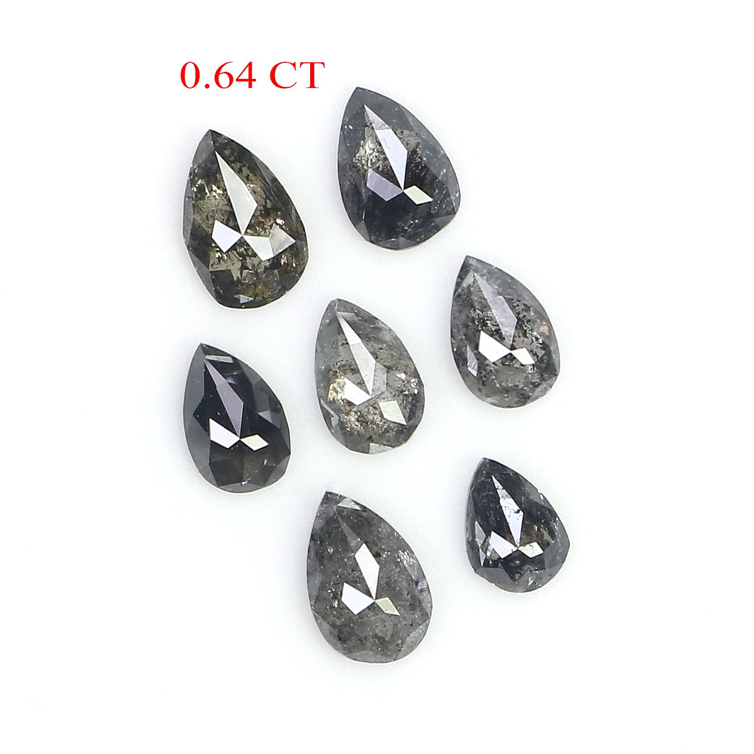 0.64 CT Natural Loose Pear Shape Diamond Salt And Pepper Pear Diamond 4.05 MM Natural Loose Black Grey Color Pear Rose Cut Diamond LQ2762