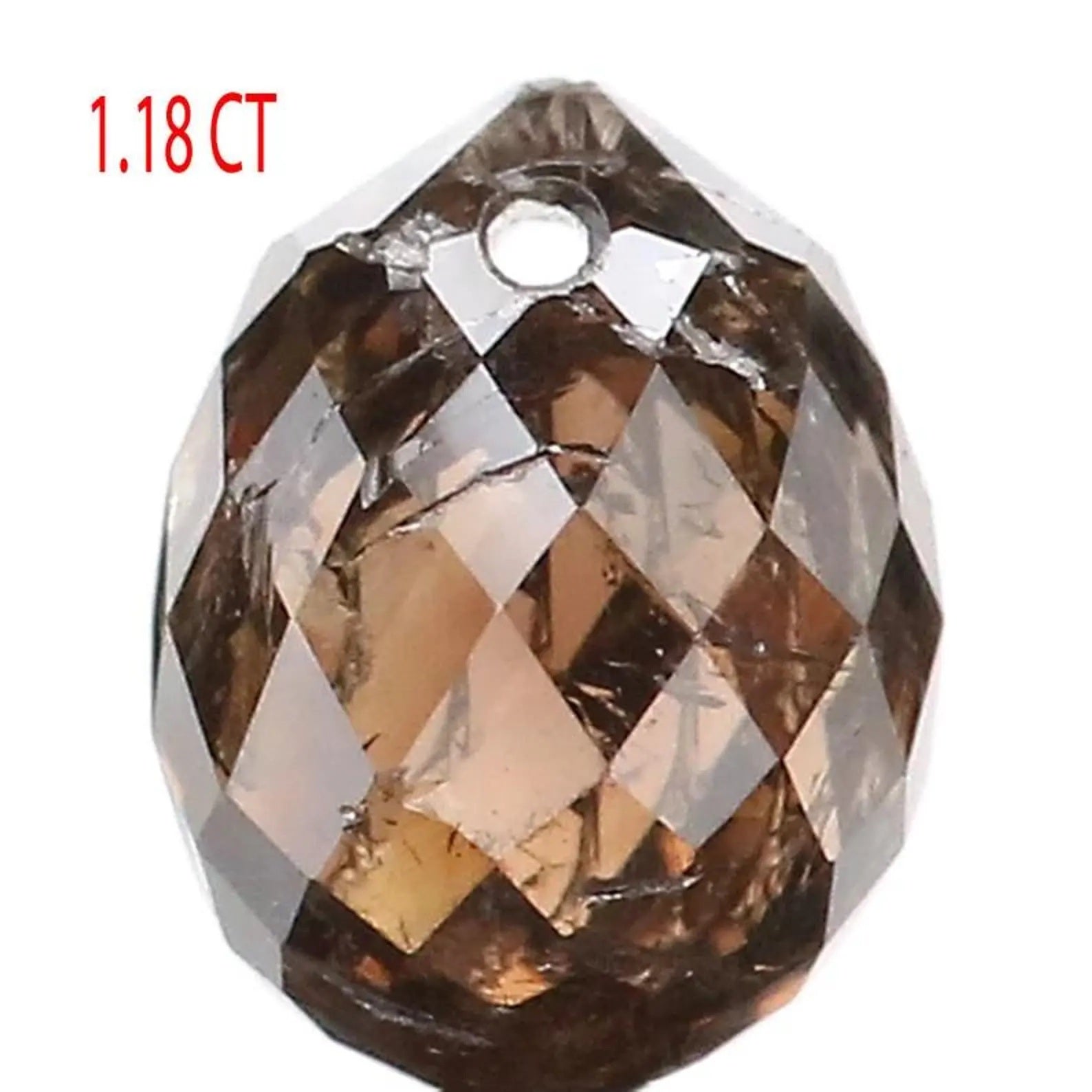 1.18 Ct Natural Loose Briolette Shape Diamond Brown Color Drop Diamond 6.15 MM Natural Loose Brown Color Briolette Rose Cut Diamond NQ469