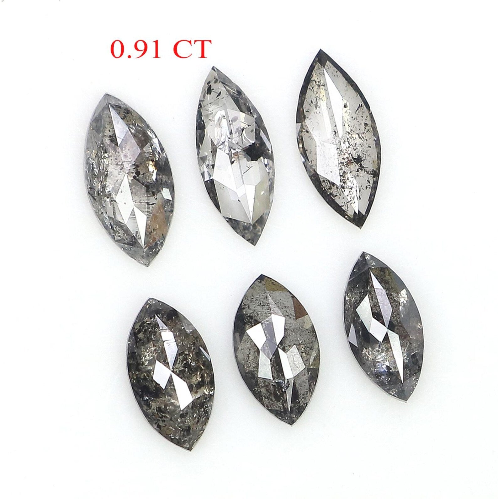0.91 CT Natural Loose Marquise Cut Diamond Salt And Pepper Marquise Diamond 5.95 MM Black Grey Color Marquise Shape Rose Cut Diamond NQ2227