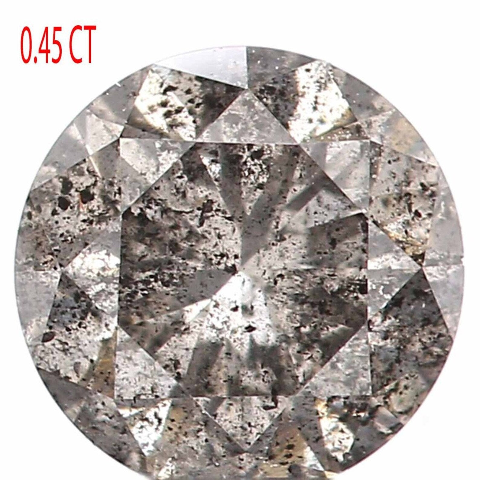 0.45 CT Natural Loose Round Shape Diamond Salt And Pepper Round Diamond 4.80 MM Natural Black Gray Color Round Brilliant Cut Diamond NQ810