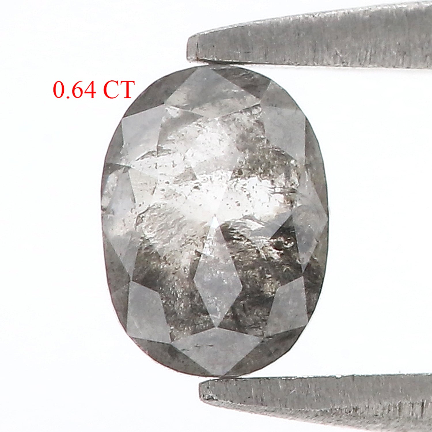 0.64 CT Natural Loose Oval Shape Diamond Salt And Pepper Oval Cut Diamond 6.10 MM Natural Black Grey Color Oval Rose Cut Diamond LQ3304