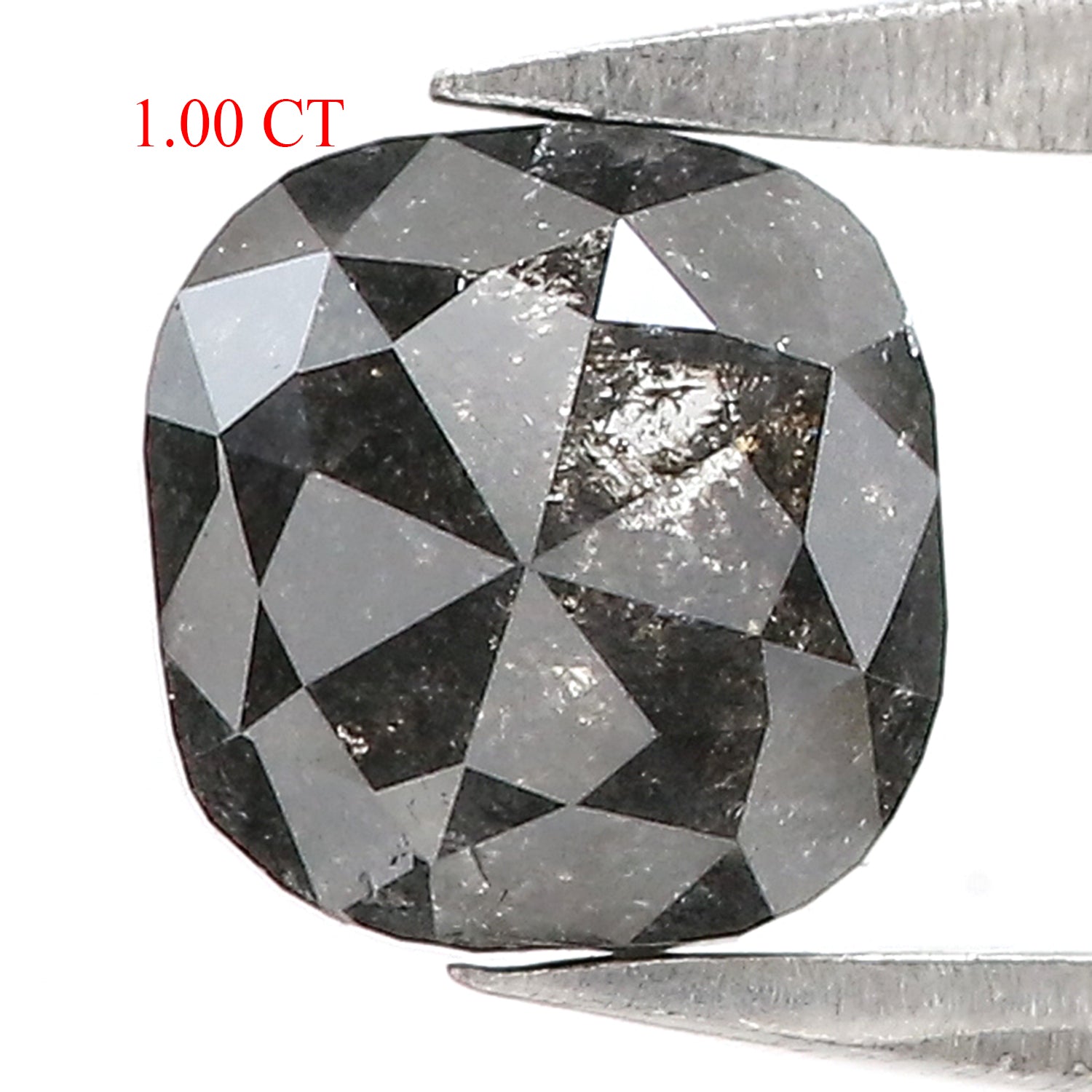 1.00 Ct Natural Loose Cushion Shape Diamond Salt And Pepper Diamond 5.75 MM Natural Diamond Black Grey Color Cushion Rose Cut Diamond LQ3056