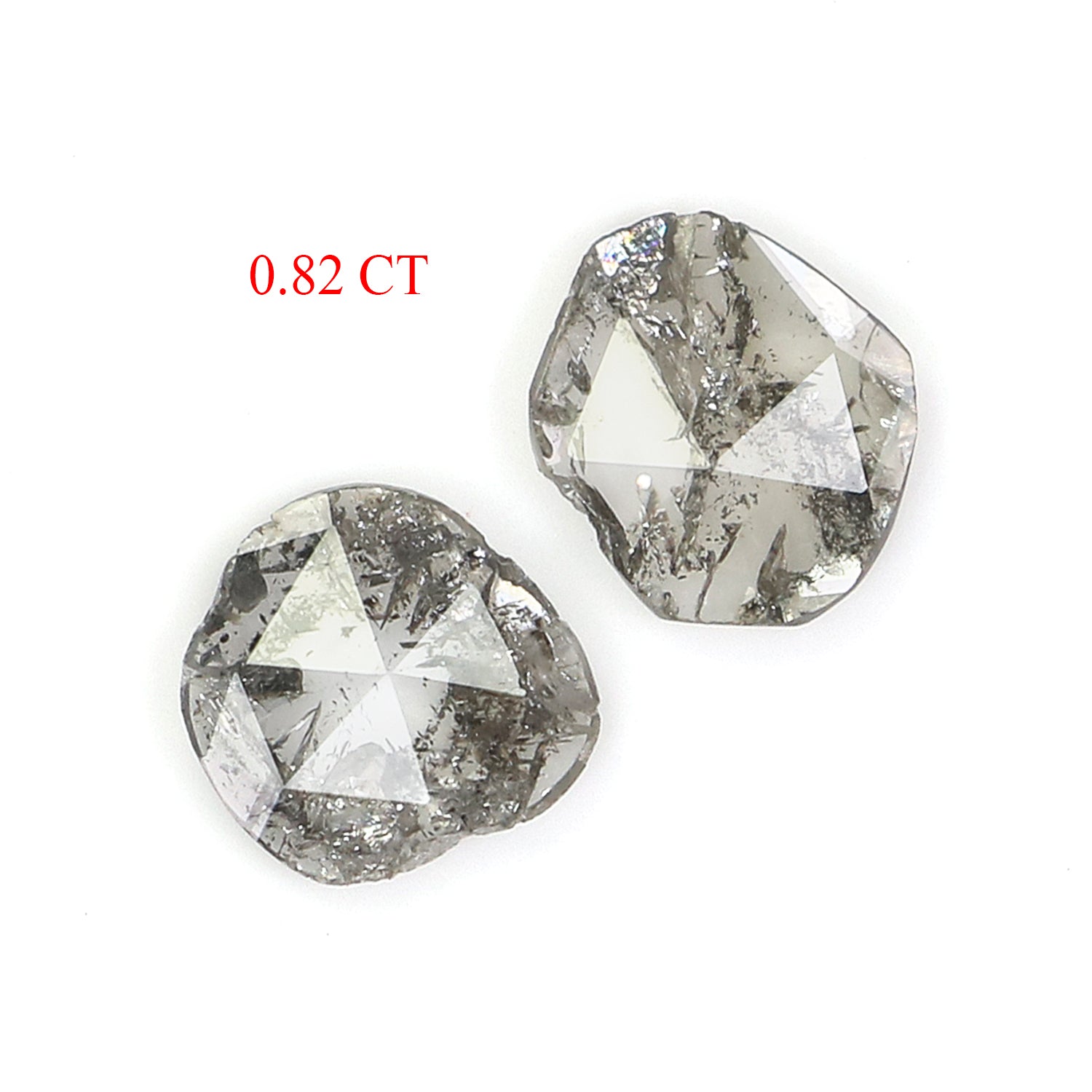 0.82 CT Natural Loose Slice Shape Diamond Salt And Pepper Slice Uncut Diamond 7.05 MM Natural Black Grey Diamond Irregular Cut Diamond L3562