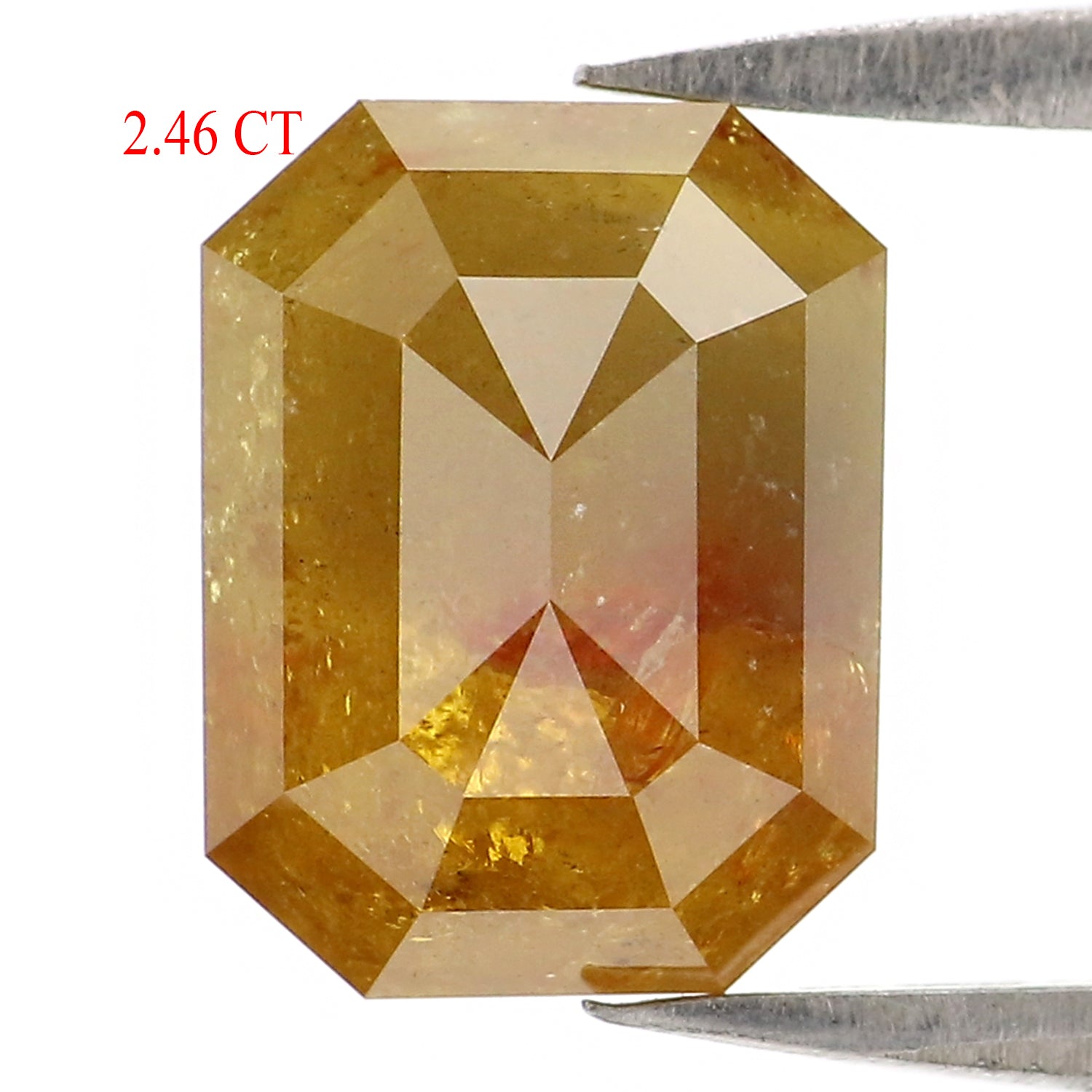 2.46 CT Natural Loose Emerald Shape Diamond Yellow Emerald Shape Diamond 8.85 MM Natural Loose Yellow Color Emerald Rose Cut Diamond LQ2947