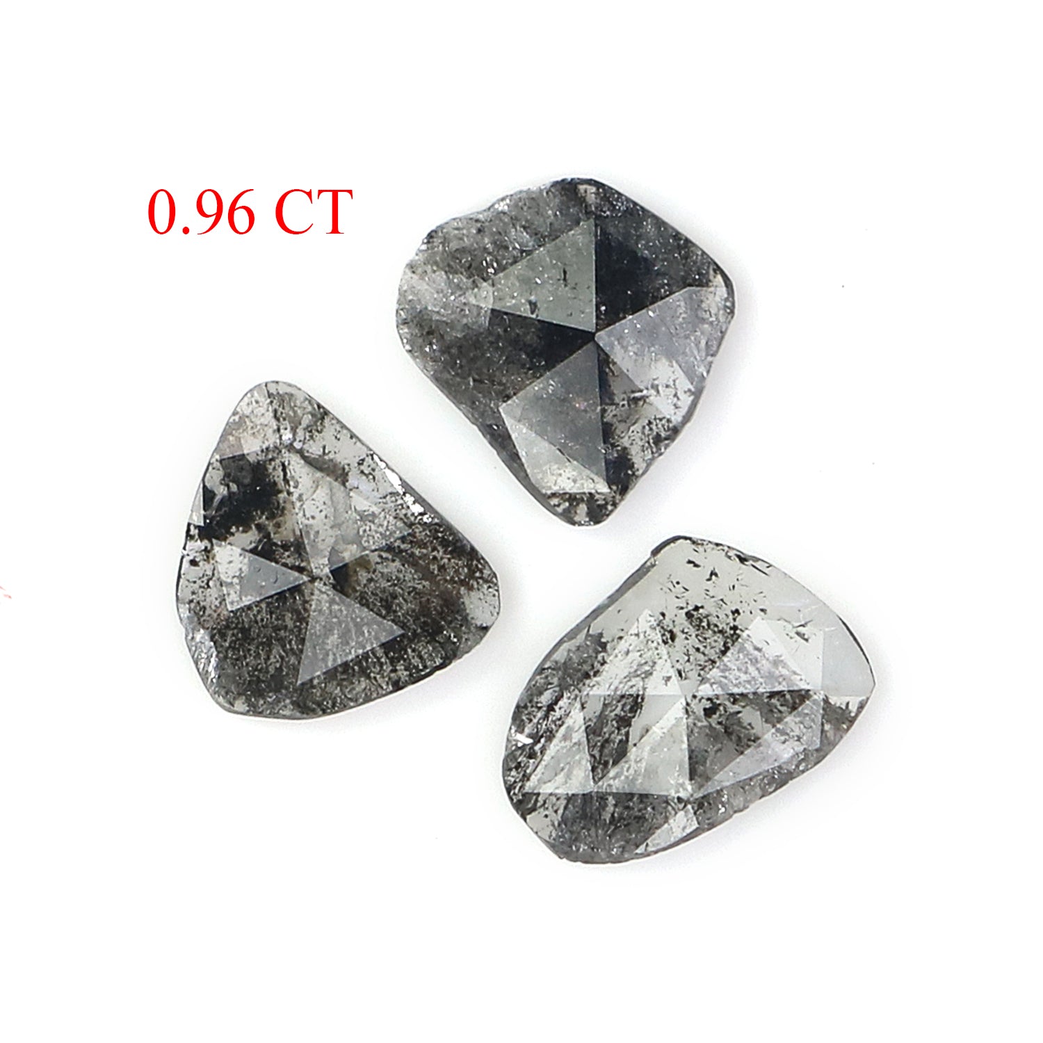 0.96 CT Natural Loose Slice Shape Diamond Salt And Pepper Slice Uncut Diamond 7.15 MM Natural Black Grey Diamond Irregular Cut Diamond L3559