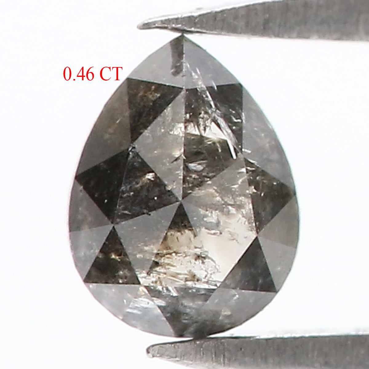 0.46 CT Natural Loose Pear Shape Diamond Salt And Pepper Pear Rose Cut Diamond 5.35 MM Natural Loose Pear Black Grey Color Diamond QL3126