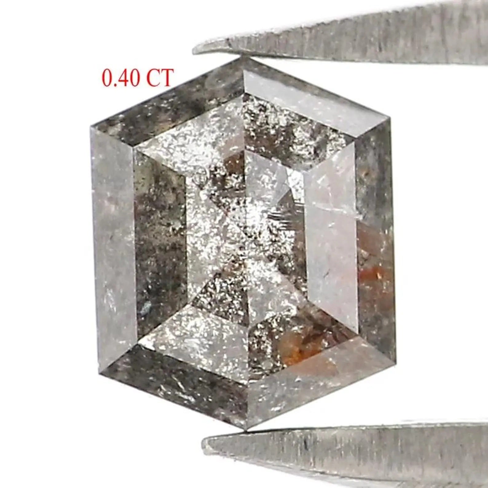 0.40 CT Natural Loose Hexagon Cut Diamond Salt And Pepper Hexagon Diamond 4.80 MM Natural Black Grey Color Hexagon Rose Cut Diamond NQ1179