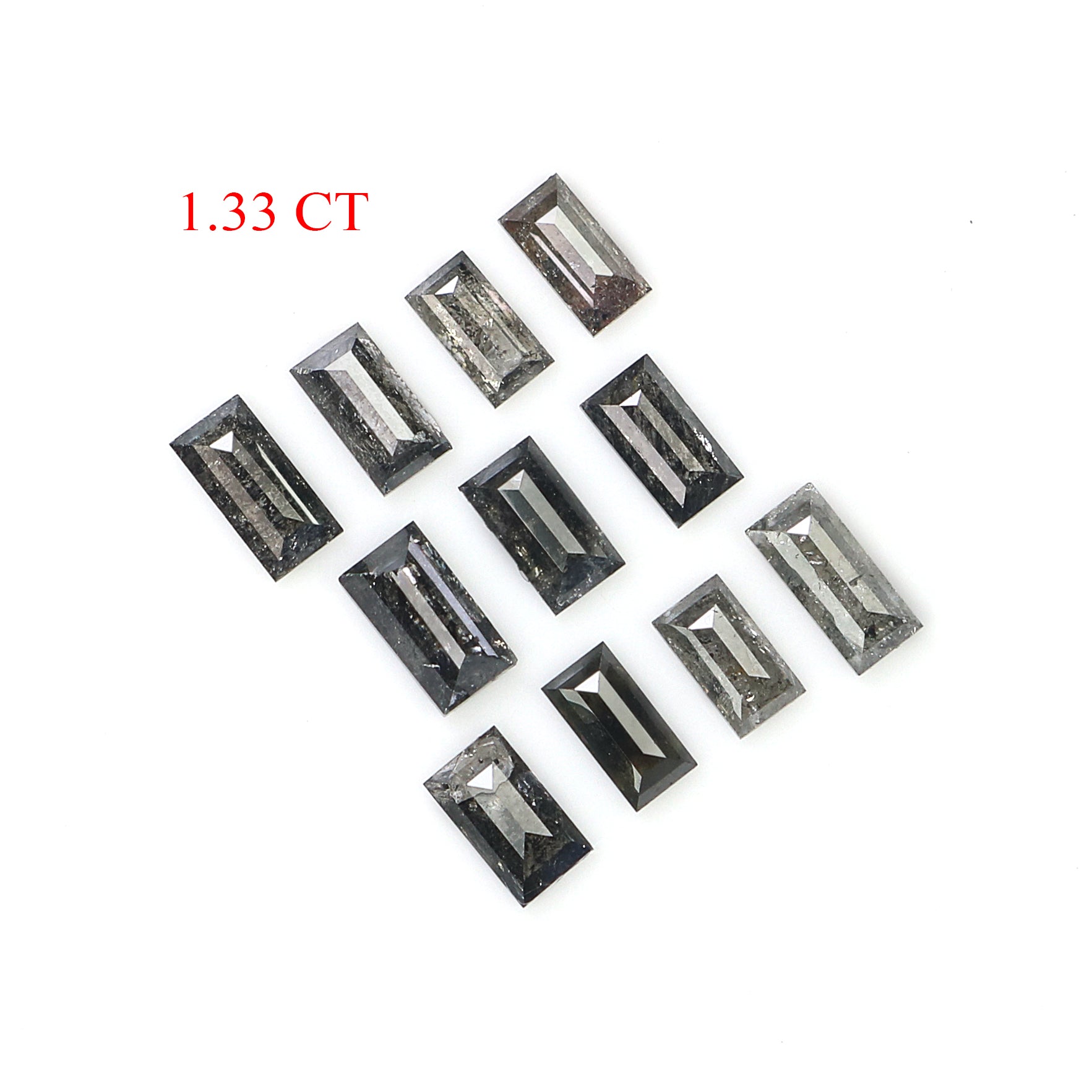 1.33 CT Natural Loose Baguette Cut Diamond Salt And Pepper Baguette Diamond 3.50 MM Natural Black Grey Color Baguette Rose Cut Diamond N1895