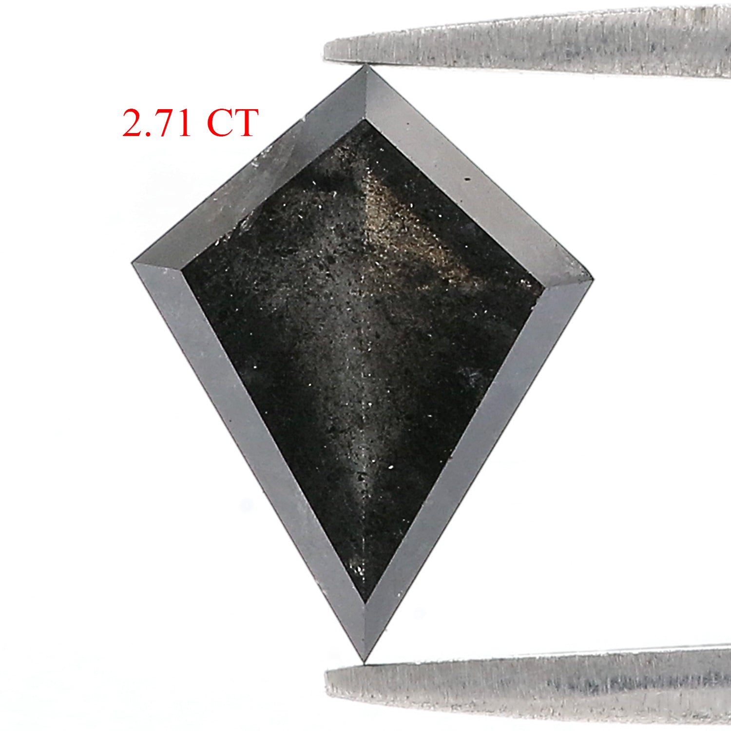 Natural Kite Salt and Pepper Diamond 2.71 CT Loose Rose Cut Black Grey Stone 12.00 MM Rustic Diamond For Custom Engagement Ring L3618