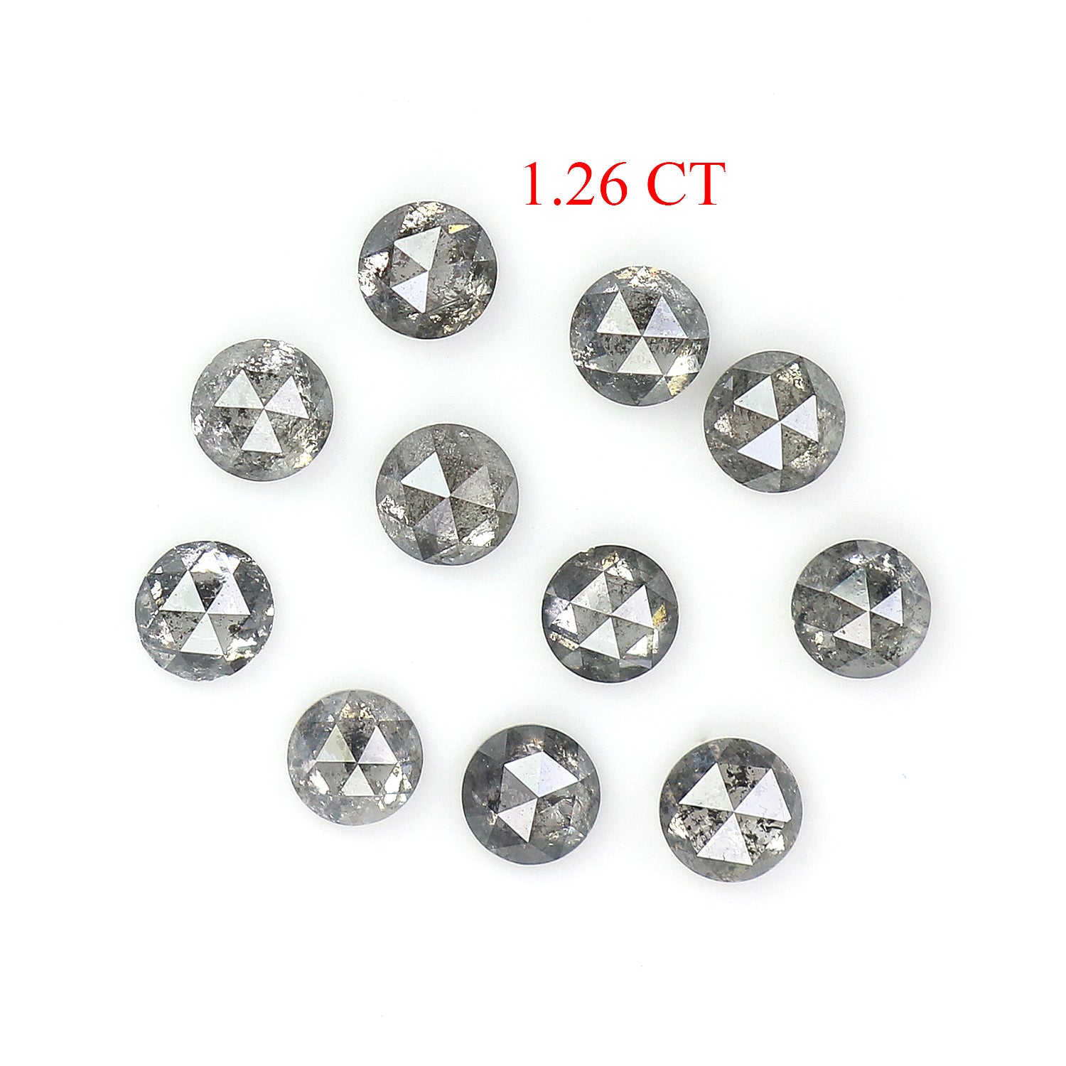 1.26 Ct Natural Loose Round Rose Cut Diamond Salt And Pepper Round Shape Diamond 2.70 MM Natural Black Grey Round Rose Cut Diamond LQ2775