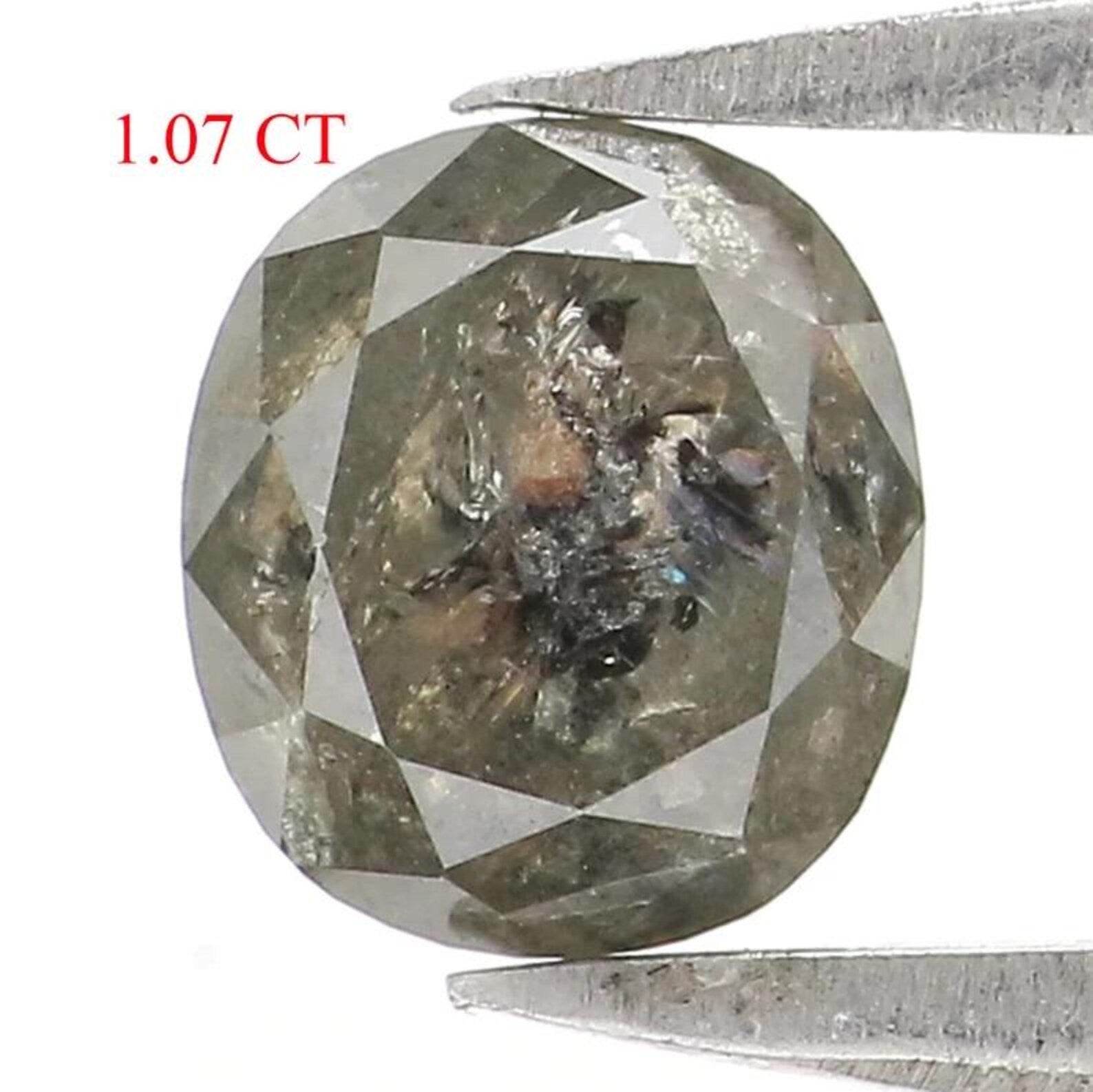 1.07 CT Natural Loose Oval Shape Diamond Salt And Pepper Oval Diamond 5.75 MM Natural Loose Black Grey Color Oval Rose Cut Diamond NQ2363