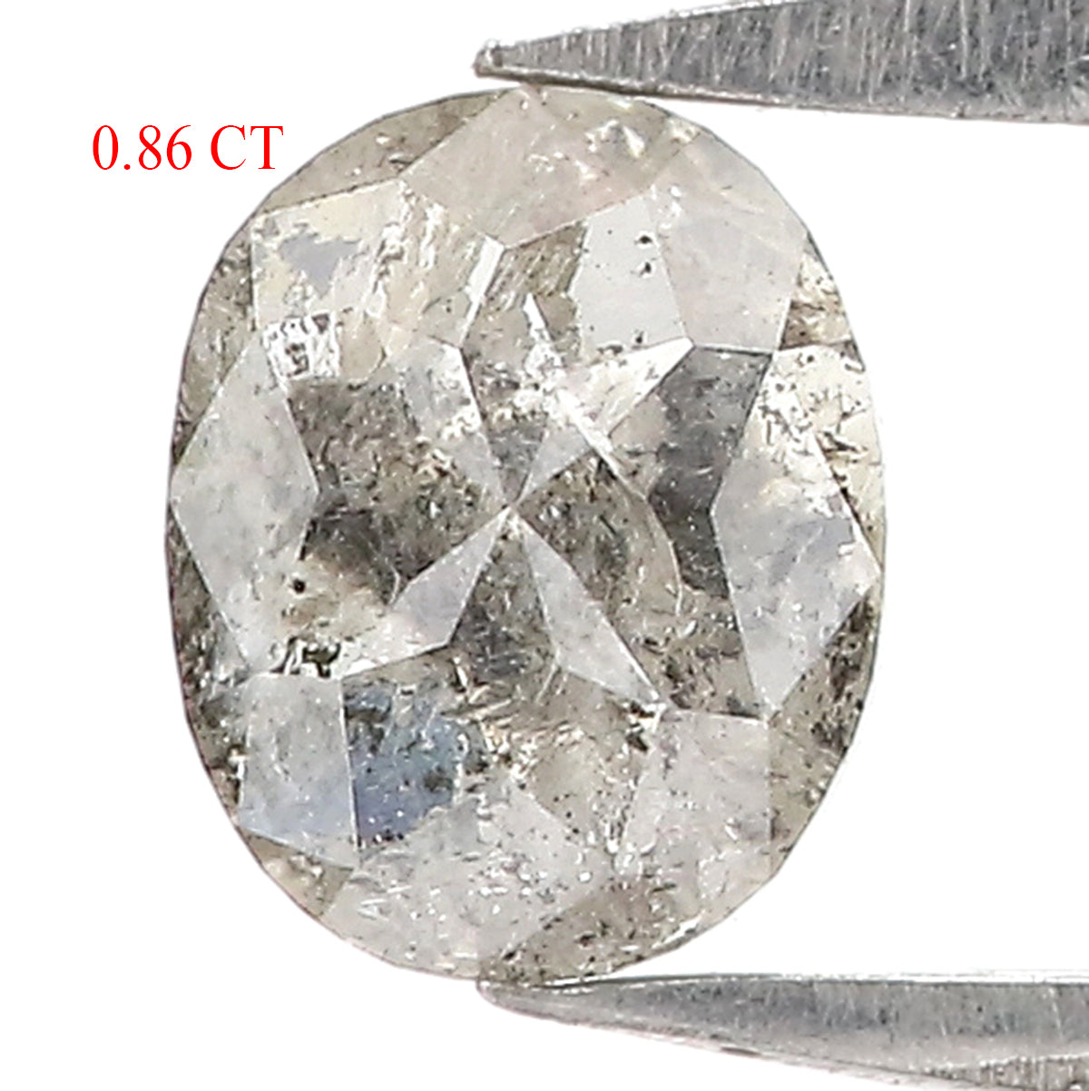 0.86 CT Natural Loose Oval Shape Diamond Salt And Pepper Oval Rose Cut Diamond 5.90 MM Natural Black Grey Color Oval Rose Cut Diamond QL3027
