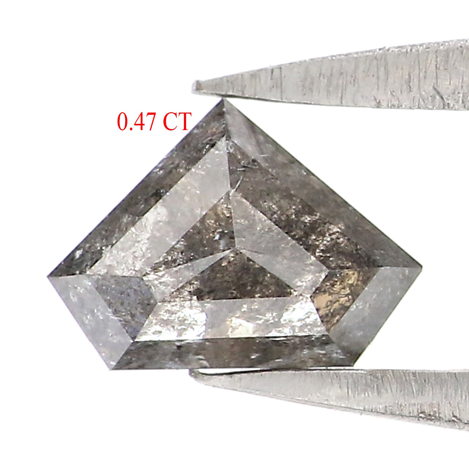 0.47 Ct Natural Loose Shield Shape Diamond Salt And Pepper Shield Diamond 4.55 MM Natural Black Gray Color Shield Rose Cut Diamond KQ2707