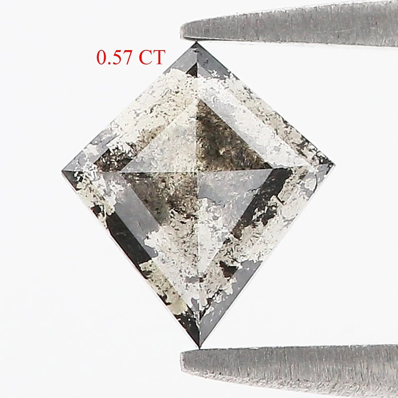 0.57 CT Natural Loose Kite Shape Diamond Salt And Pepper Kite Diamond 7.85 MM Natural Black Gray Color Diamond Kite Rose Cut Diamond N2590