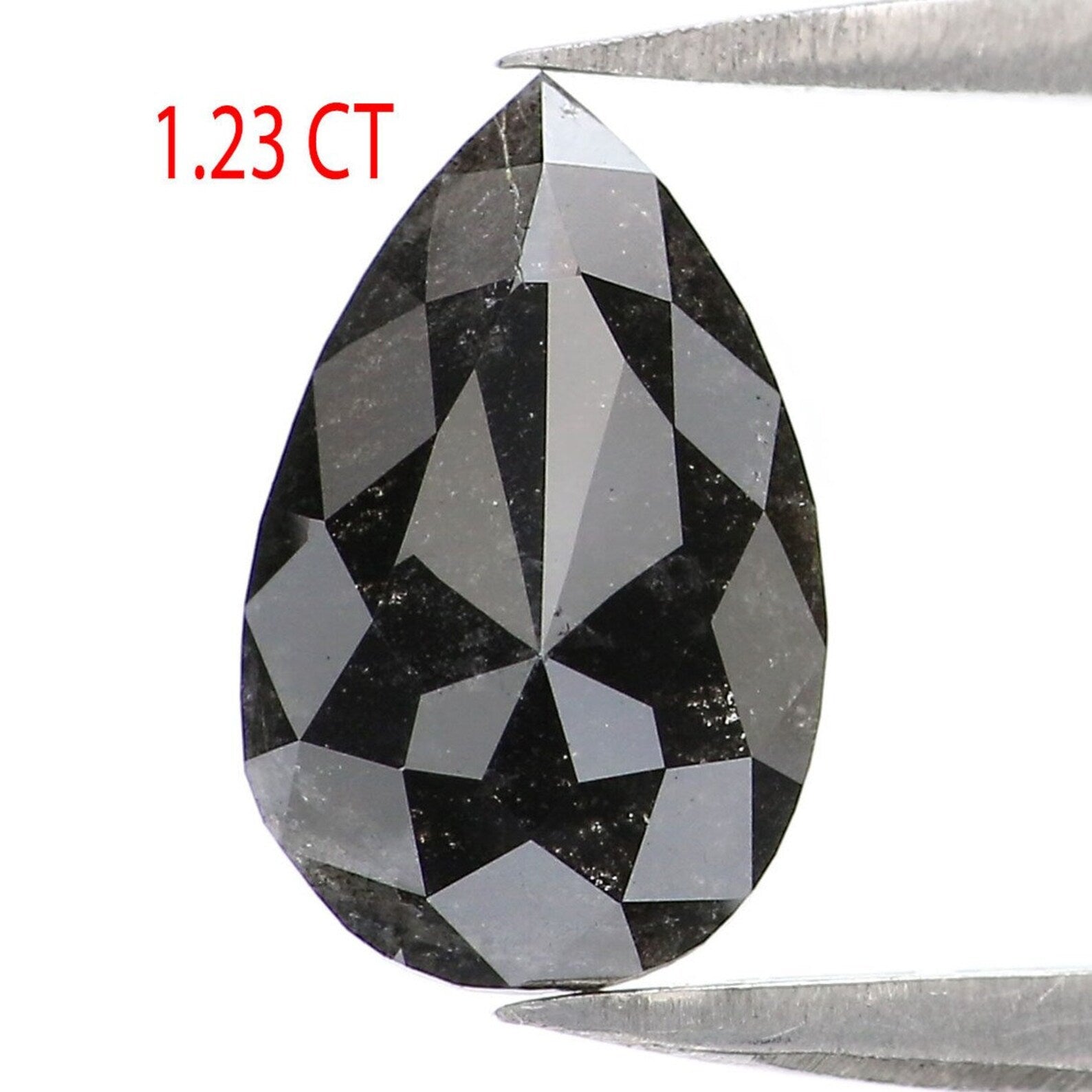 1.23 CT Natural Loose Pear Shape Diamond Salt And Pepper Pear Diamond 9.60 MM Natural Loose Black Grey Color Pear Rose Cut Diamond NQ2028