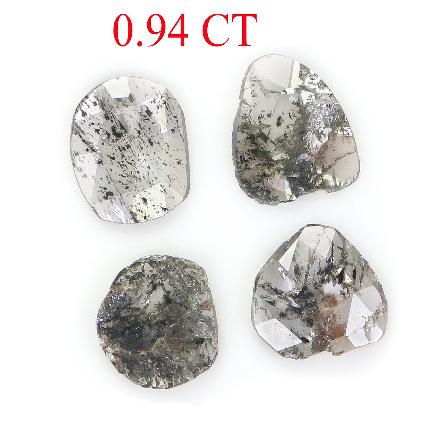 0.94 CT Natural Loose Slice Shape Diamond Salt And Pepper Slice Cut Diamond 5.95 MM Natural Black Grey Diamond Irregular Cut Diamond L3471