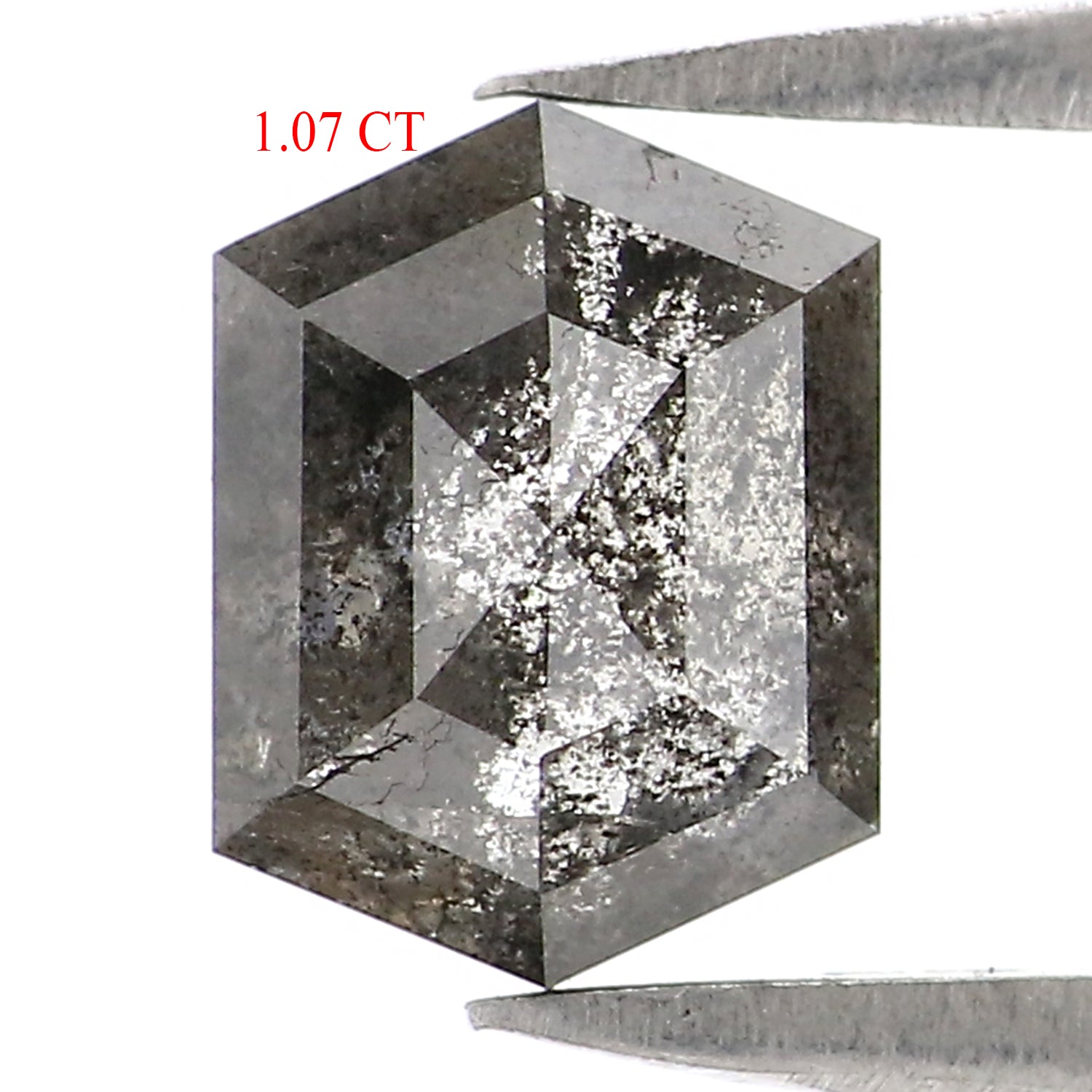 1.07 CT Natural Loose Hexagon Cut Diamond Salt And Pepper Hexagon Diamond 7.05 MM Natural Loose Black Grey Color Hexagon Cut Diamond LQ2950