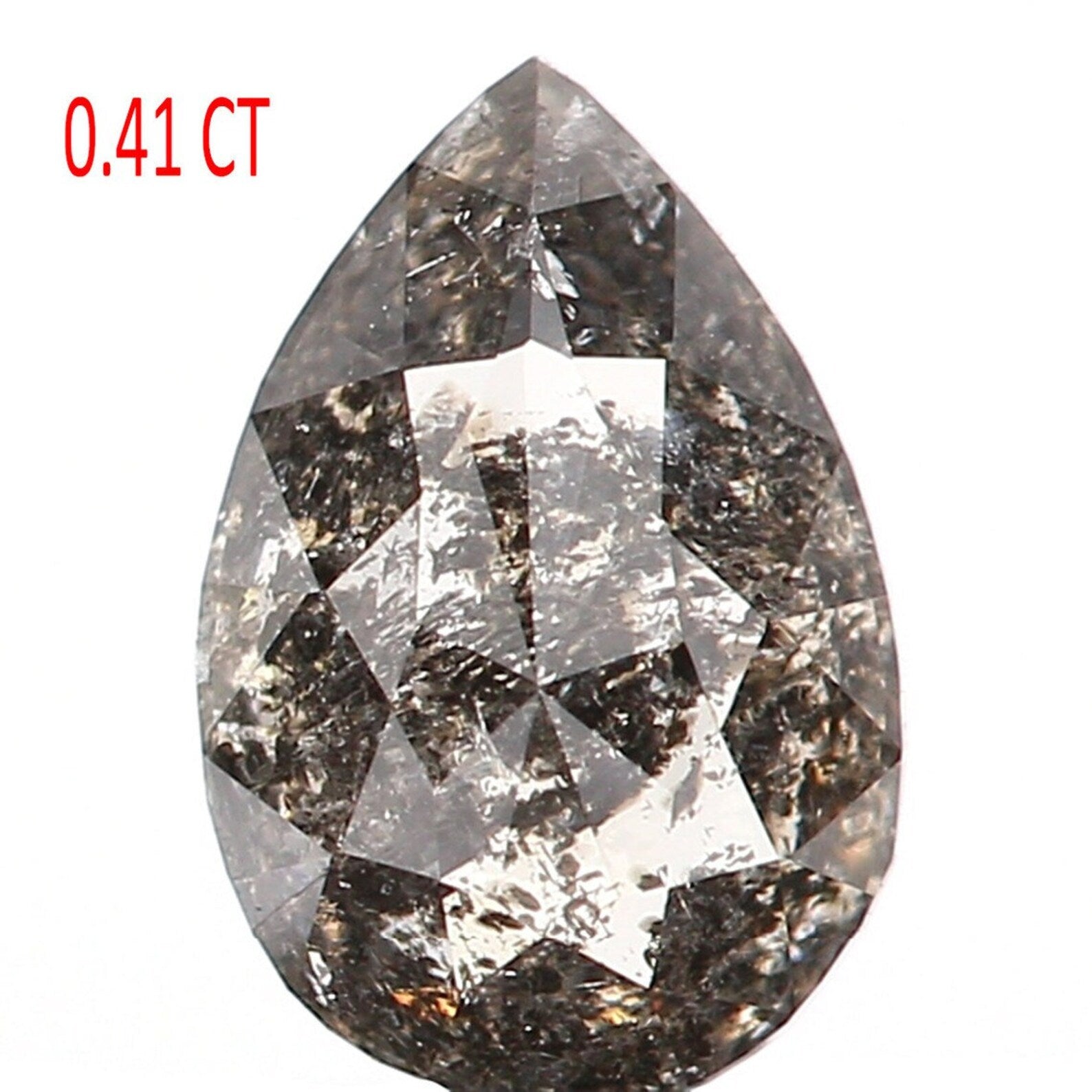 0.41 CT Natural Loose Pear Shape Diamond Salt And Pepper Diamond 6.05 MM Natural Loose Diamond Black Grey Color Pear Rose Cut Diamond NQ1007