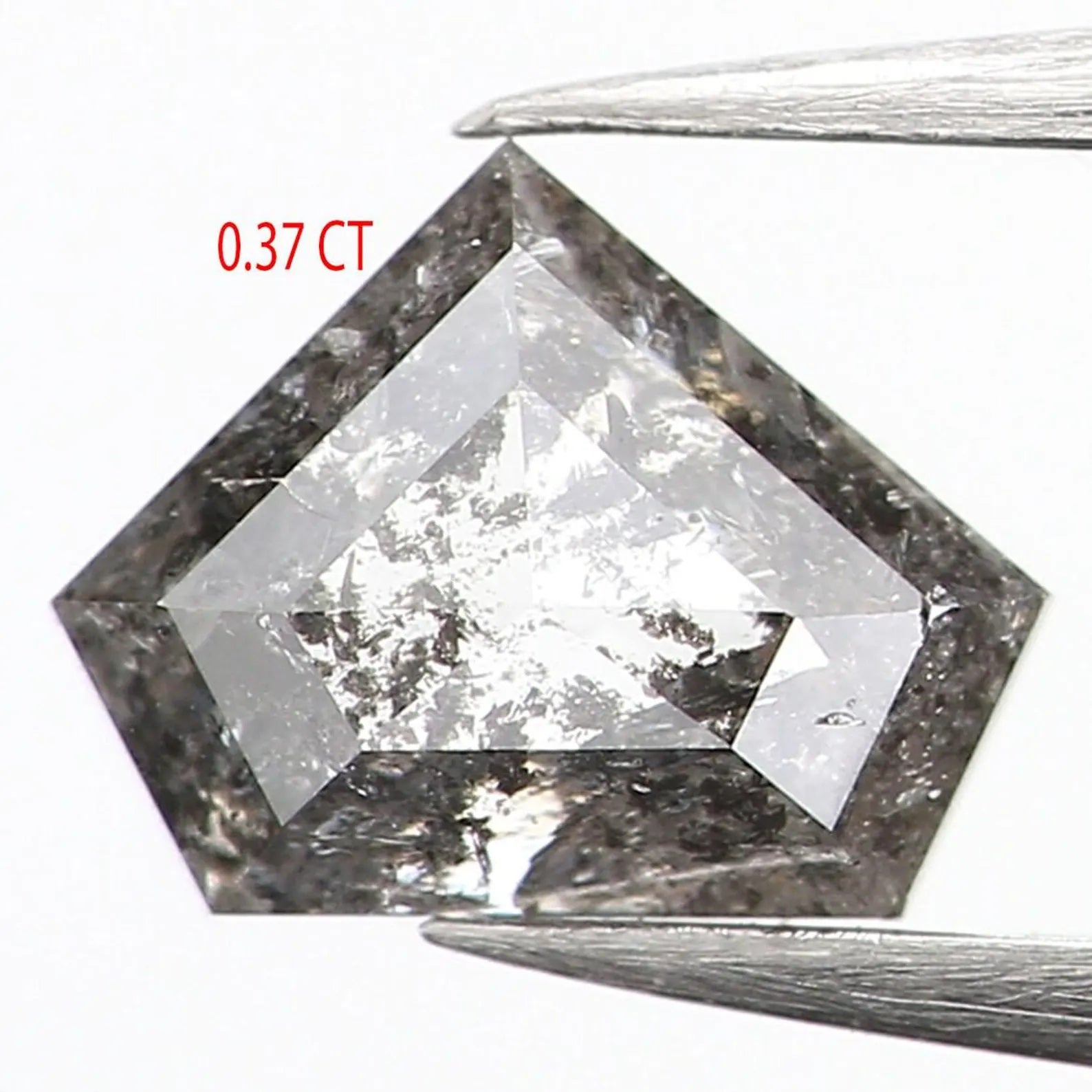 0.37 CT Natural Loose Shield Shape Diamond Salt And Pepper Shield Diamond 4.20 MM Natural Black Gray Color Shield Rose Cut Diamond NQ1184