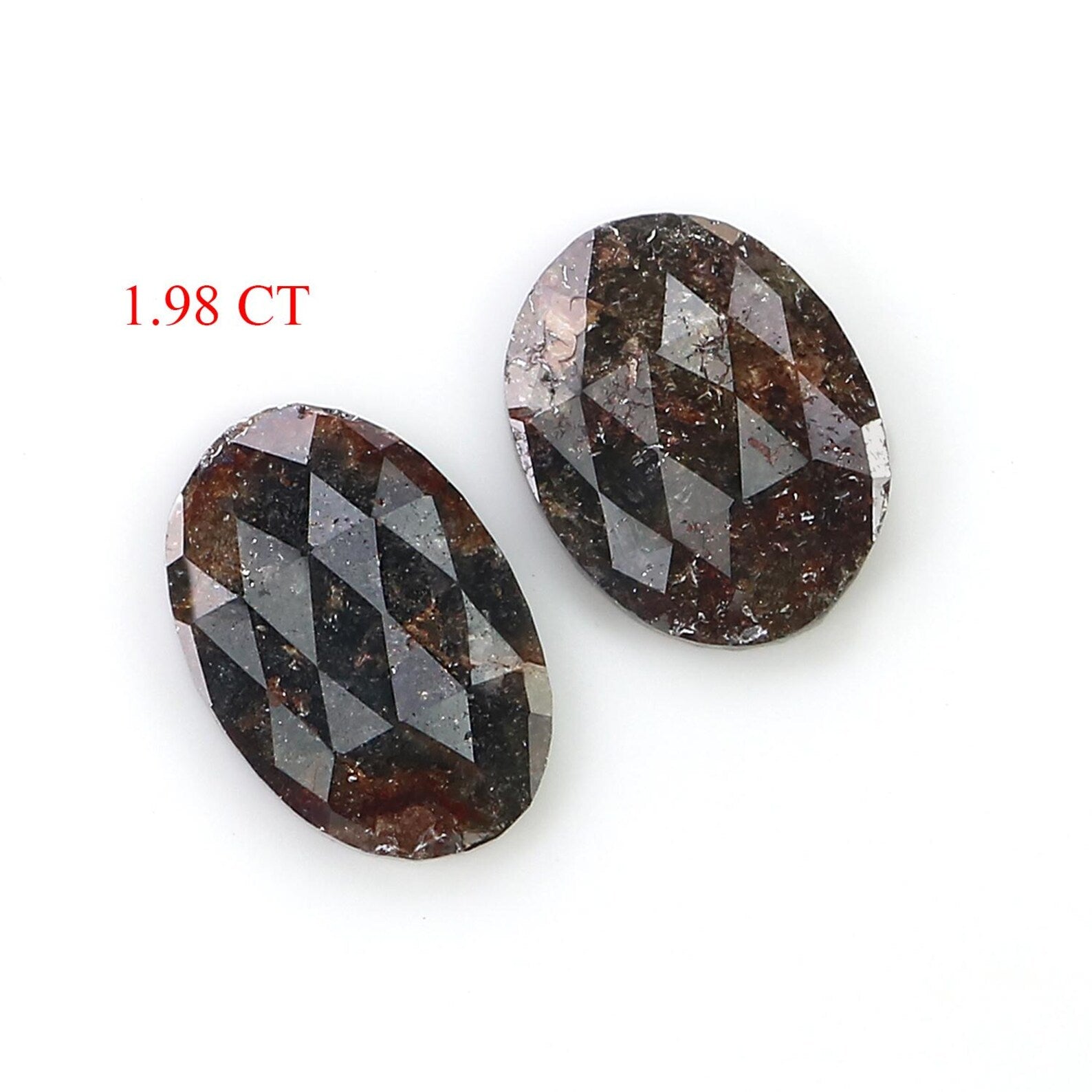 1.98 CT Natural Loose Oval Cut Pair Diamond Brown Color Oval Shape Diamond 8.85 MM Natural Diamond Brown Color Oval Rose Cut Diamond NQ2550