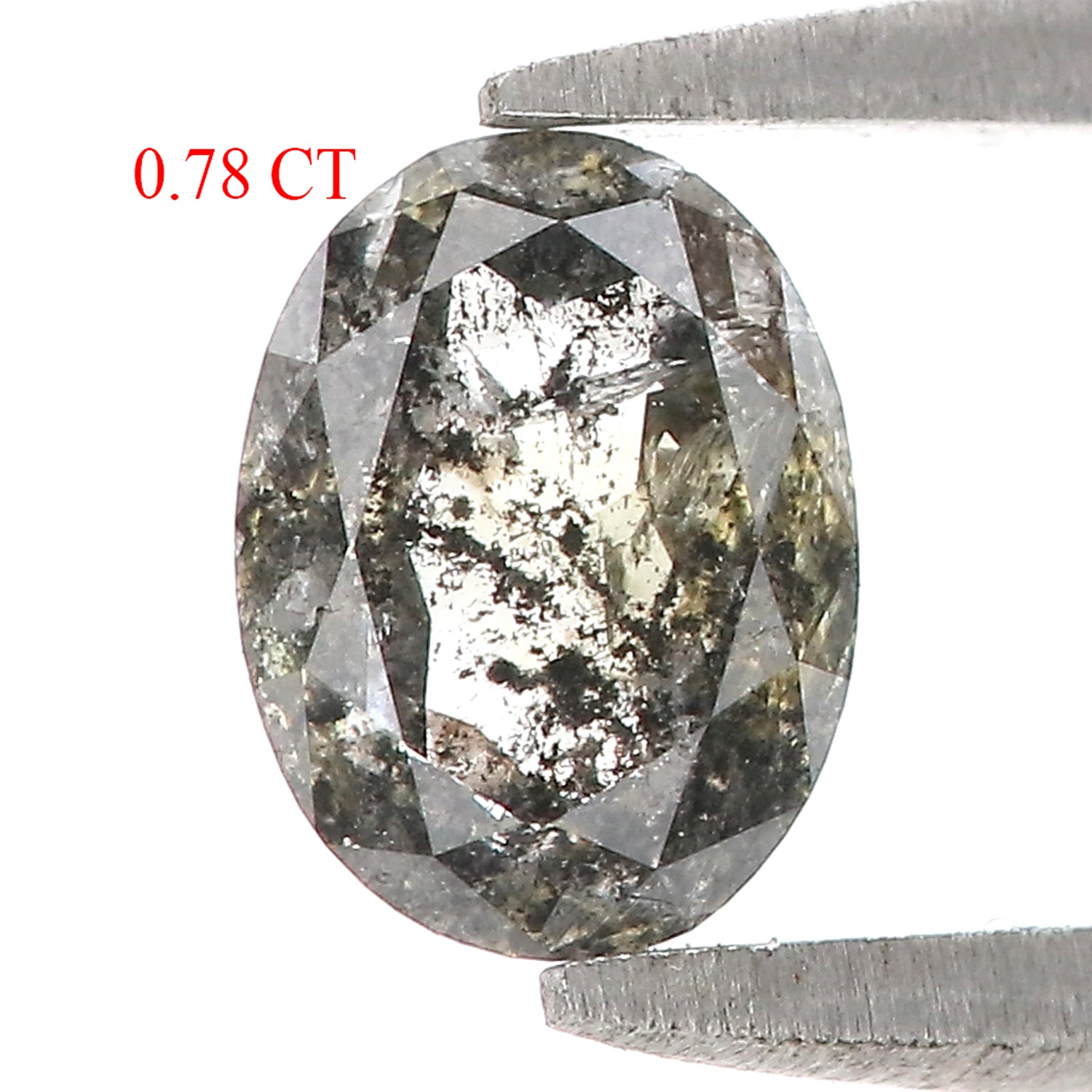 0.78 CT Natural Loose Oval Shape Diamond Salt And Pepper Oval Cut Diamond 7.00 MM Black Grey Color Oval Shape Rose Cut Diamond QL2092