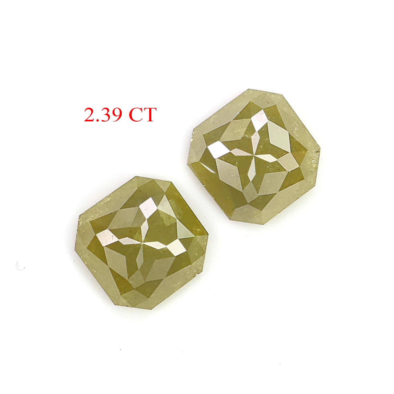 2.39 CT Natural Loose Radiant Shape Pair Diamond Green Color Radiant Cut Diamond 6.70 MM Natural Loose Diamond Radiant Cut Diamond QKB622