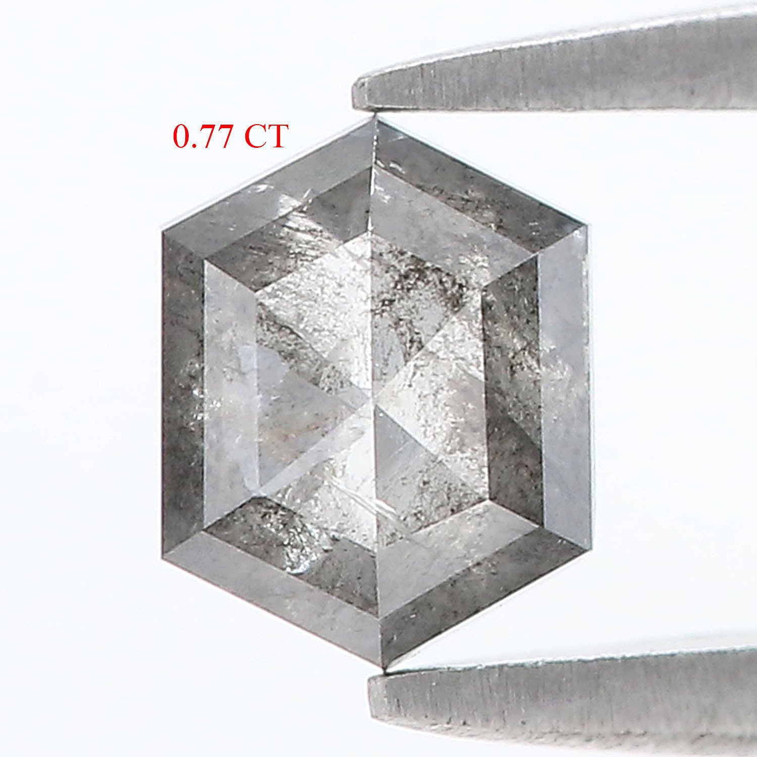 0.77 CT Natural Loose Hexagon Shape Diamond Salt And Pepper Hexagon Cut Diamond 6.30 MM Natural Black Grey Hexagon Rose Cut Diamond LQ1541