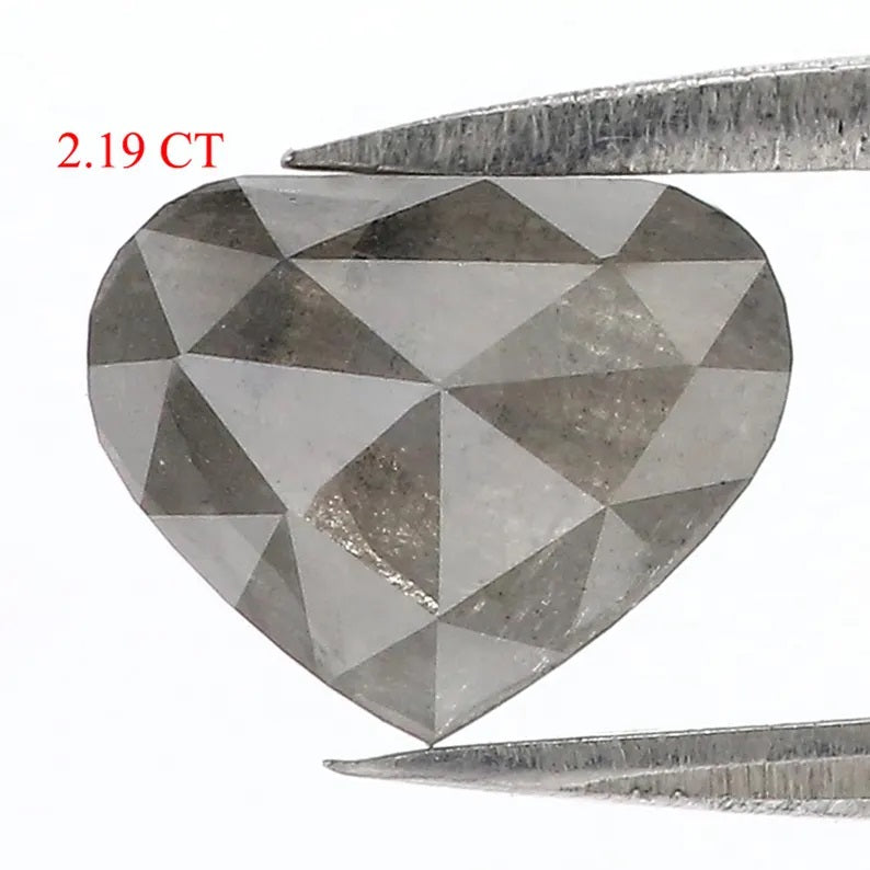 2.19 CT Natural Loose Heart Shape Diamond Grey Color Heart Cut Diamond 9.00 MM Natural Loose Diamond Heart Rose Cut Diamond QN9399