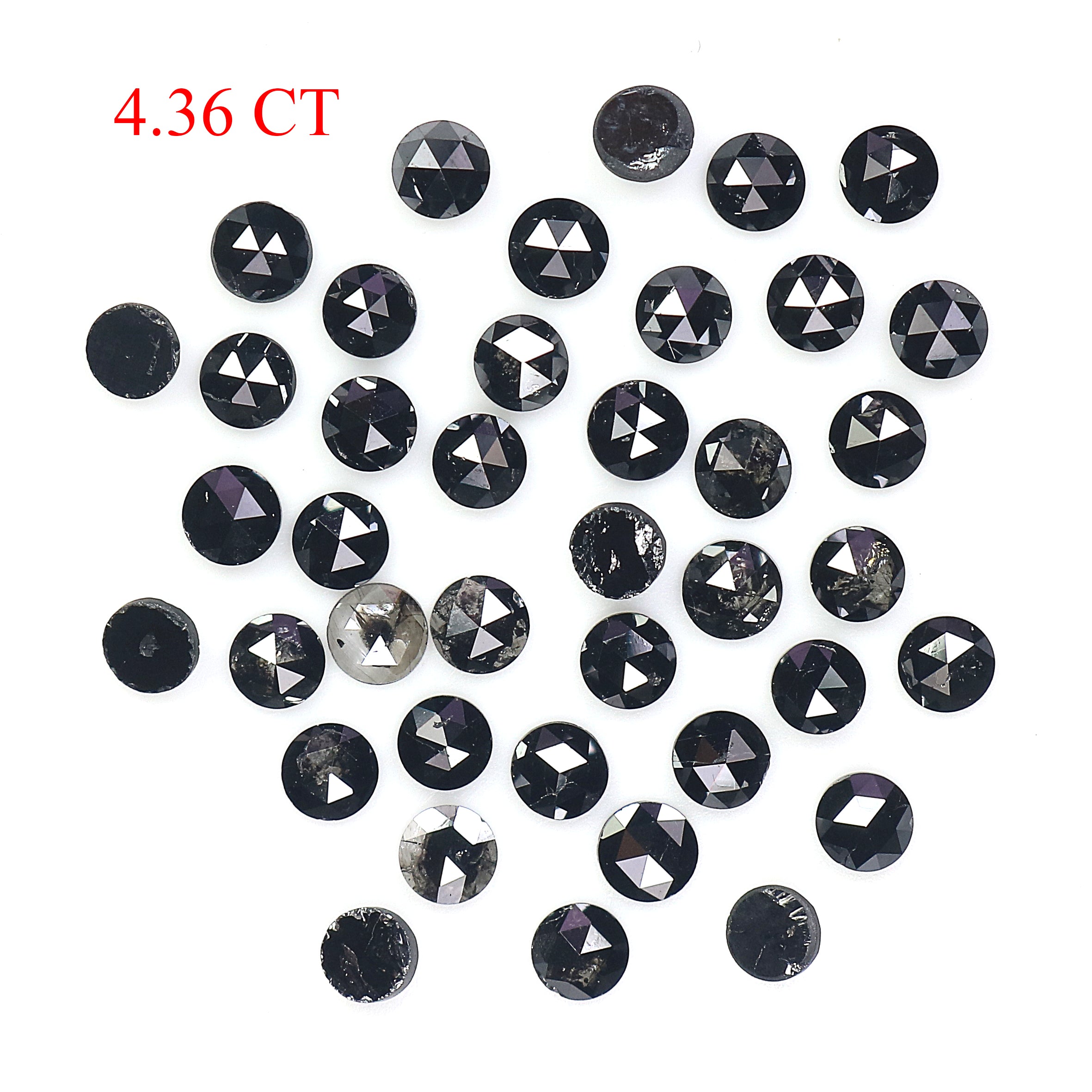 4.36 CT Natural Loose Round Rose Cut Diamond Black Color Round Shape Diamond 2.90 MM Natural Loose Black Color Round Rose Cut Diamond LQ1766