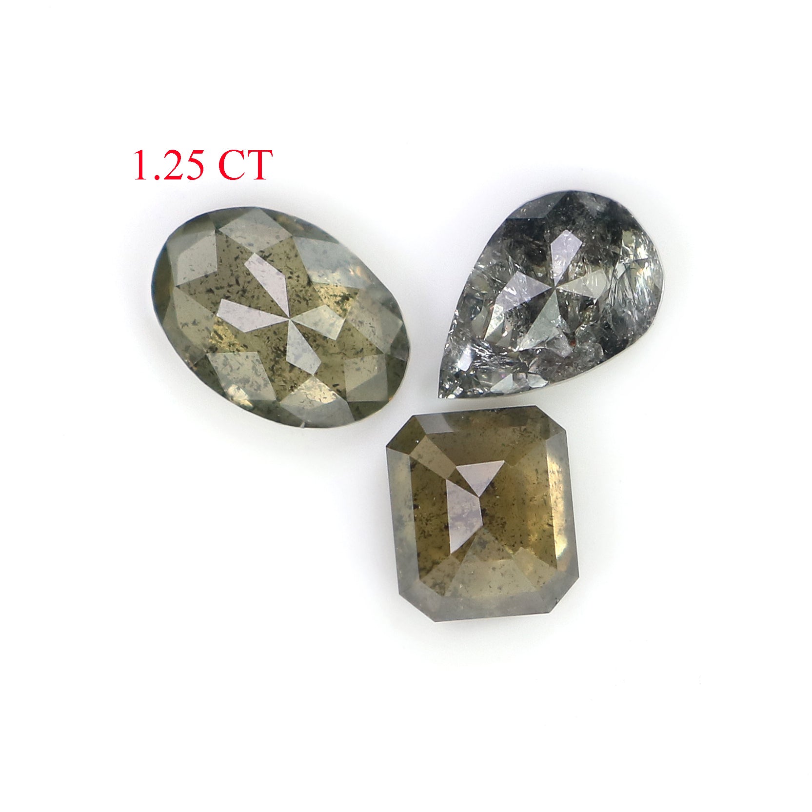 1.25 Ct Natural Loose Mix Shape Diamond Black Color Mix Shape Diamond 4.40 MM Natural Green Color Diamond Mix Shape Rose Cut Diamond L005