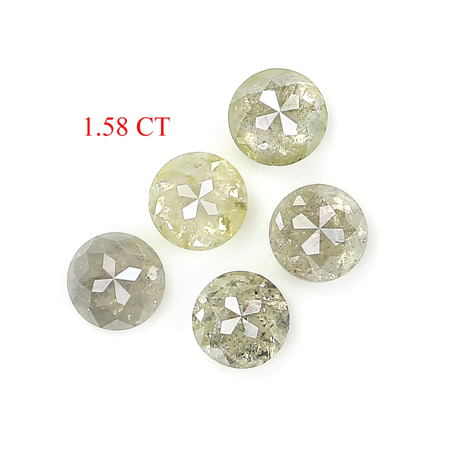 1.58 CT Natural Loose Rose Cut Diamond Grey Color Round Cut Diamond 3.90 MM Natural Loose Yellow Diamond Round Rose Cut Shape Diamond LQ9886