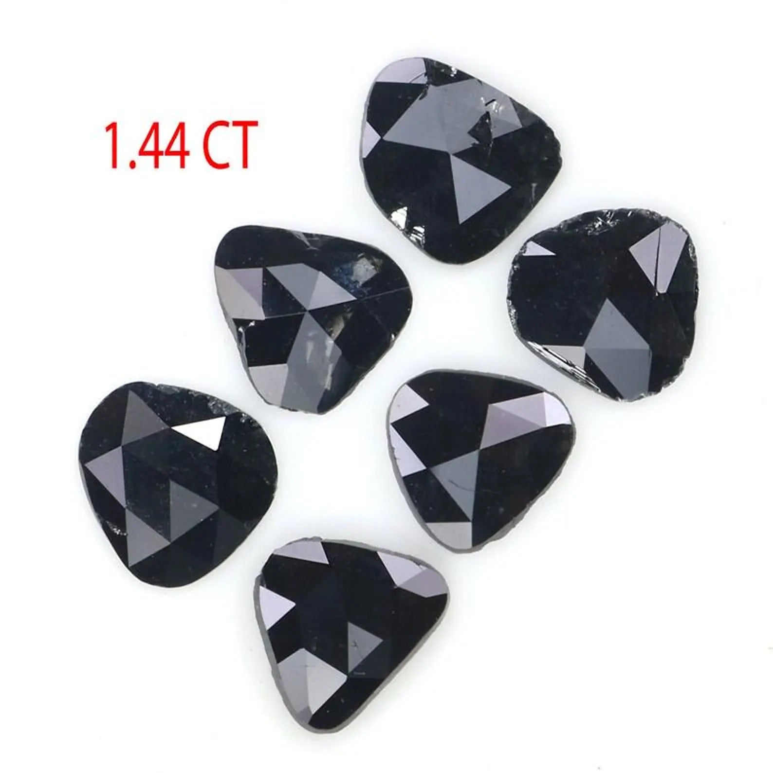 1.44 CT Natural Loose Slice Shape Diamond Black Color Irregular Cut Diamond 5.50 MM Natural Loose Black Color Slice Rose Cut Diamond NQ2189
