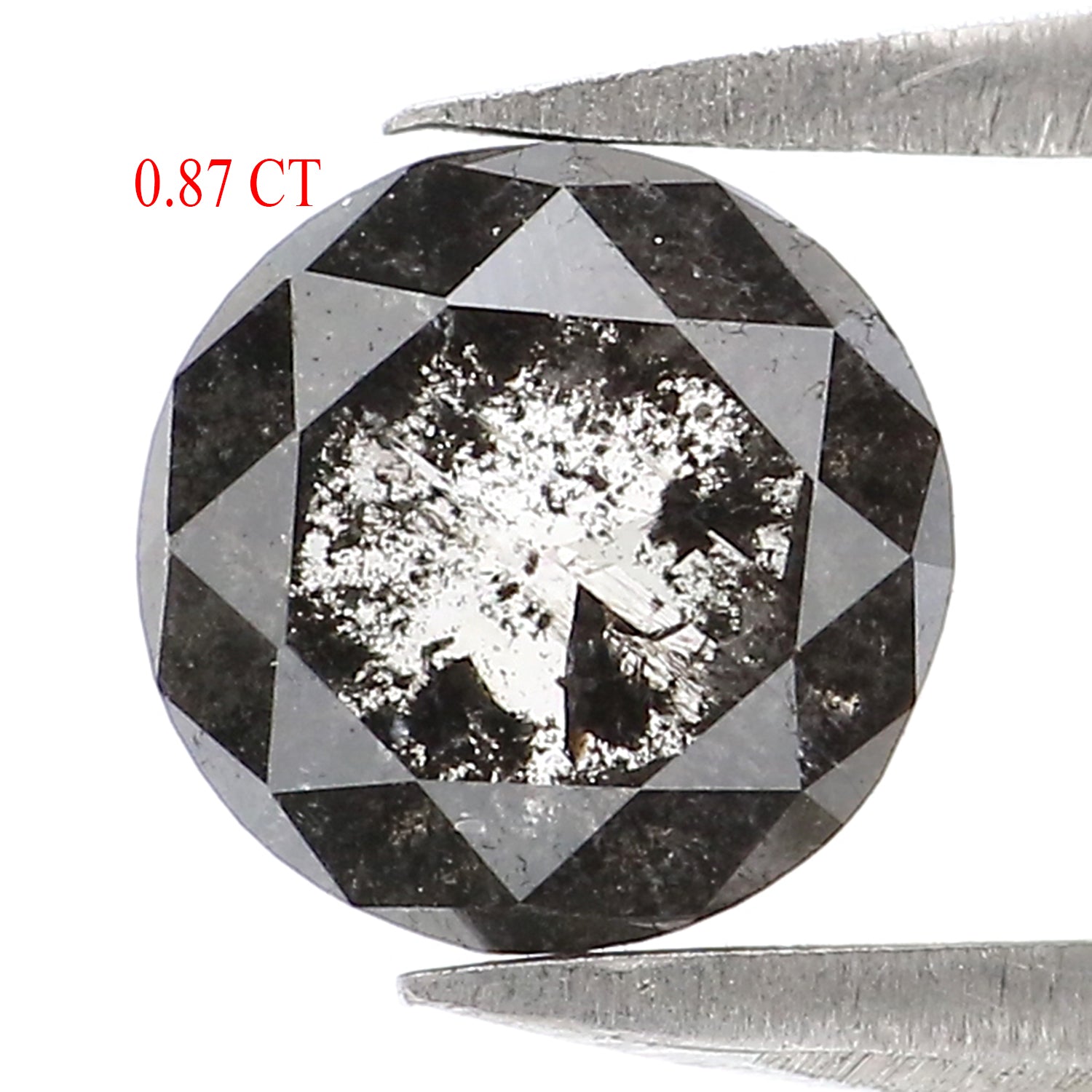 0.87 Ct Natural Loose Round Rose Cut Diamond Black Gray Color Round Diamond 5.75 MM Natural Loose Salt and Pepper Rose Cut Diamond LQ2940