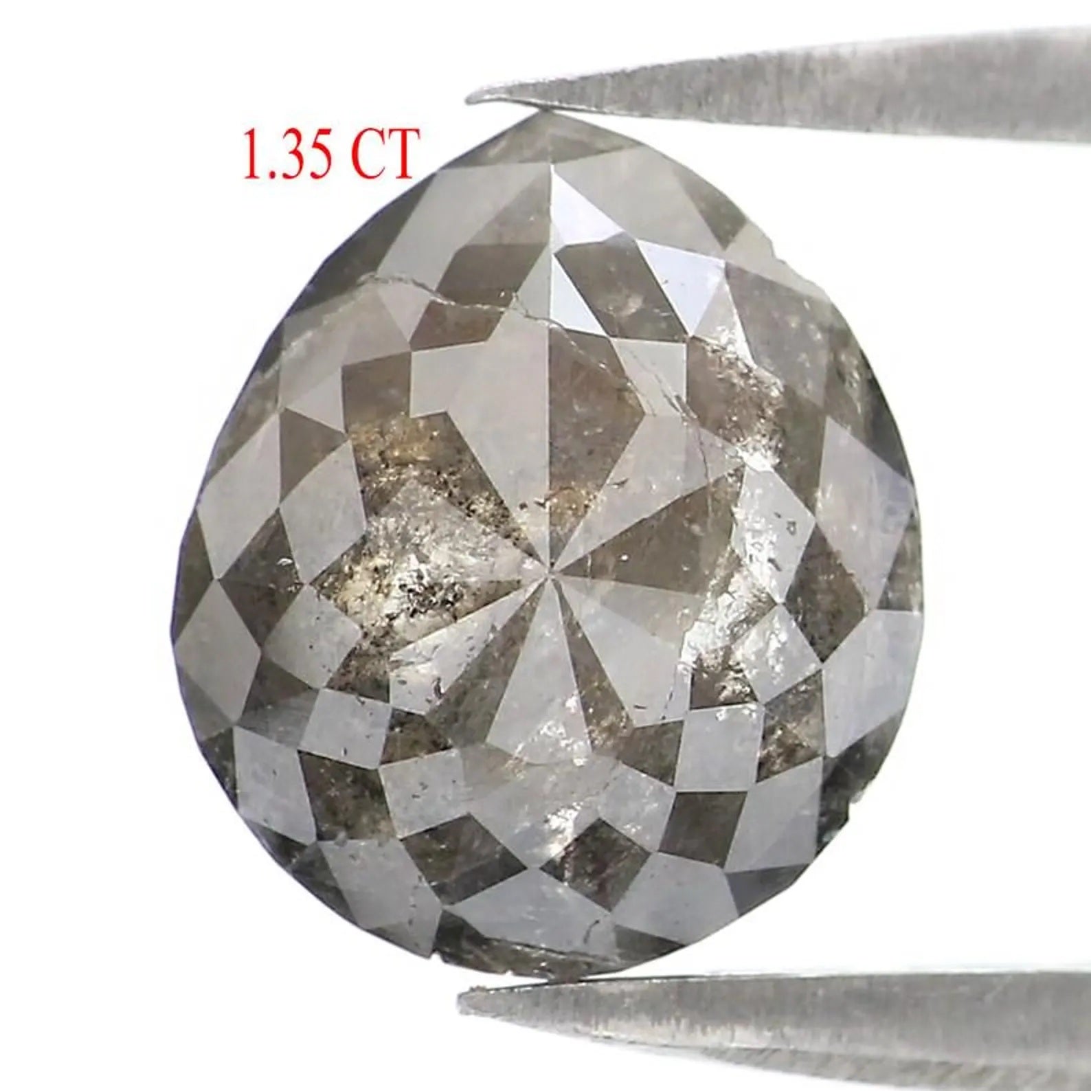 1.35 CT Natural Loose Pear Shape Diamond Salt And Pepper Pear Cut Diamond 8.70 MM Natural Diamond Grey Color Pear Rose Cut Diamond NQ8248