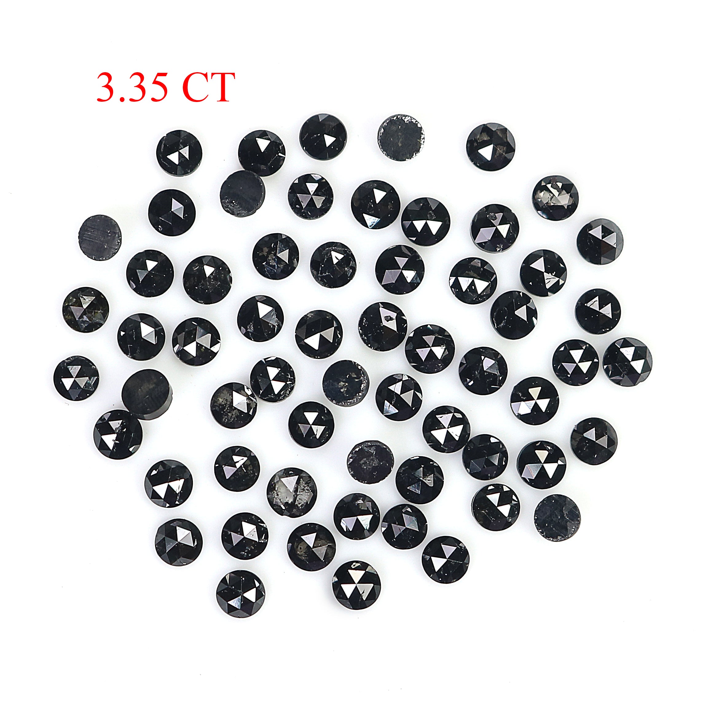 3.35 CT Natural Loose Round Rose Cut Diamond Black Color Round Shape Diamond 2.30 MM Natural Loose Black Color Round Rose Cut Diamond LQ1789