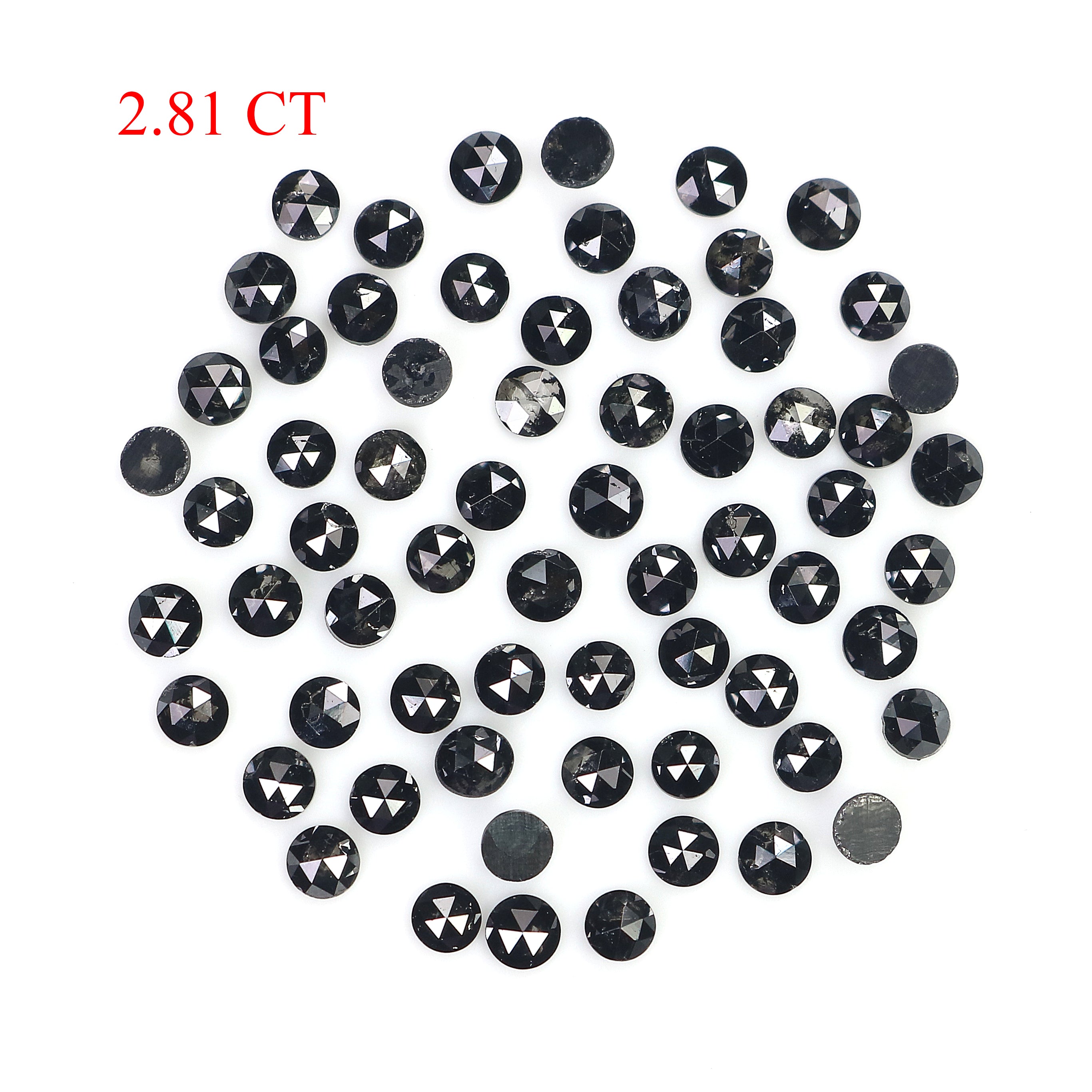 2.81 CT Natural Loose Round Shape Diamond Black Color Round Cut Diamond 2.10 MM Natural Diamond  Black Color Round Rose Cut Diamond LQ1855
