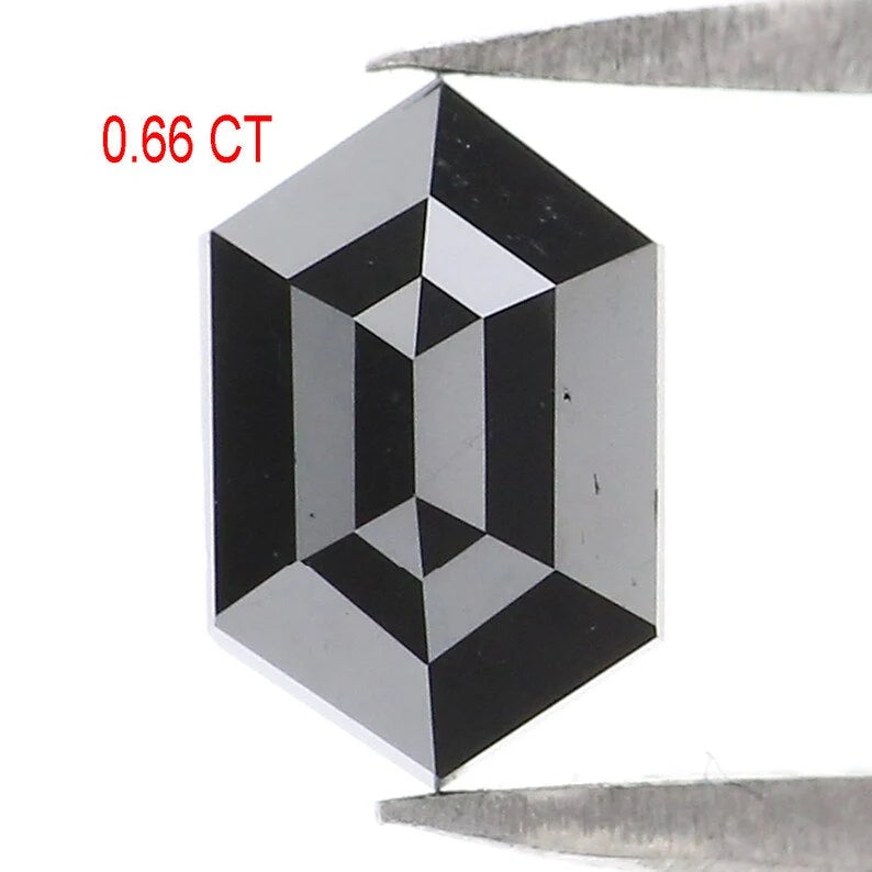 0.66 CT Natural Loose Hexagon Shape Diamond Black Color Hexagon Diamond 6.85 MM Natural Loose Black Color Hexagon Rose Cut Diamond NQ2207