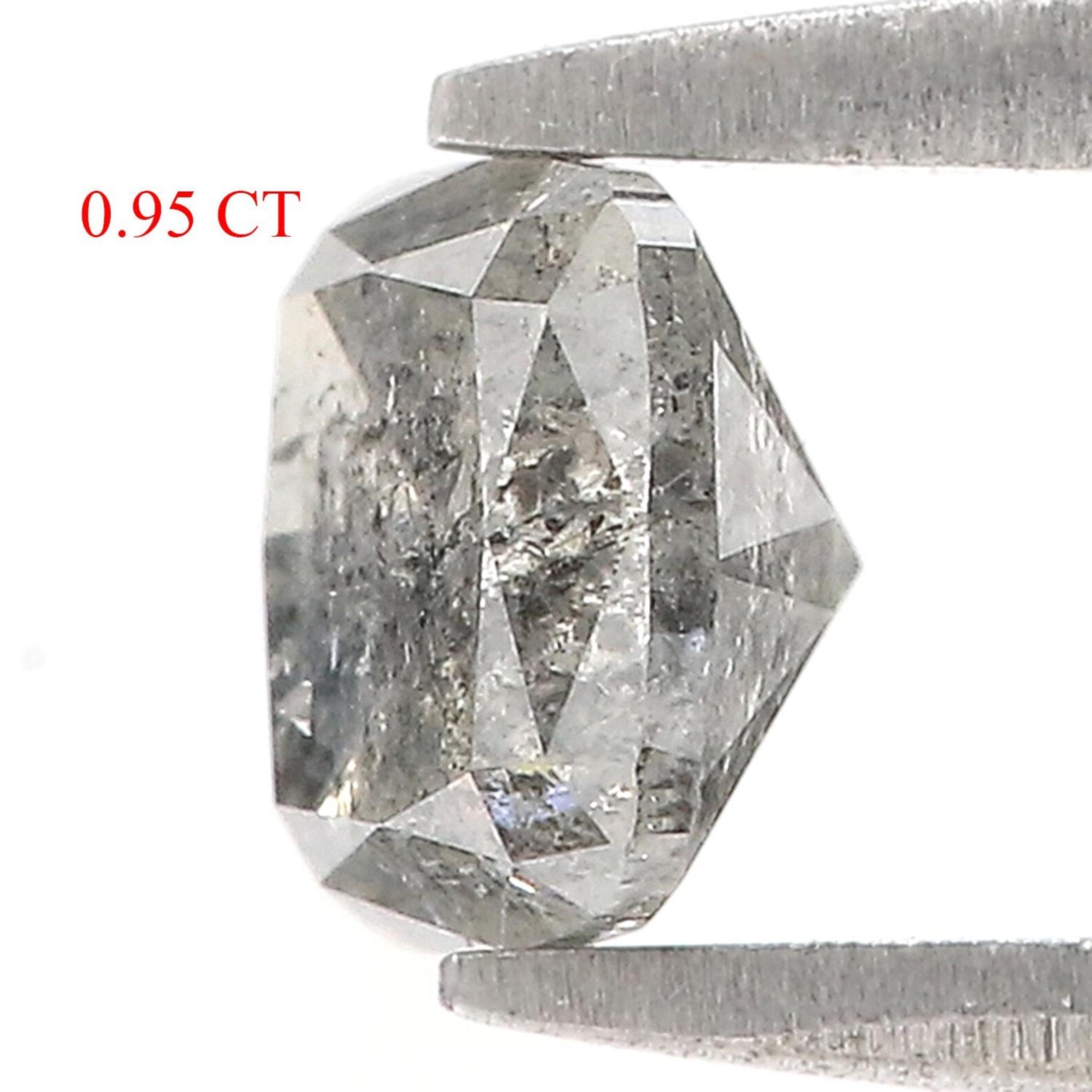 0.95 Ct Natural Loose Cushion Cut Diamond Shape And Pepper Cushion Cut Diamond 5.60 MM Black Grey Color Cushion Rose Cut Diamond QN794
