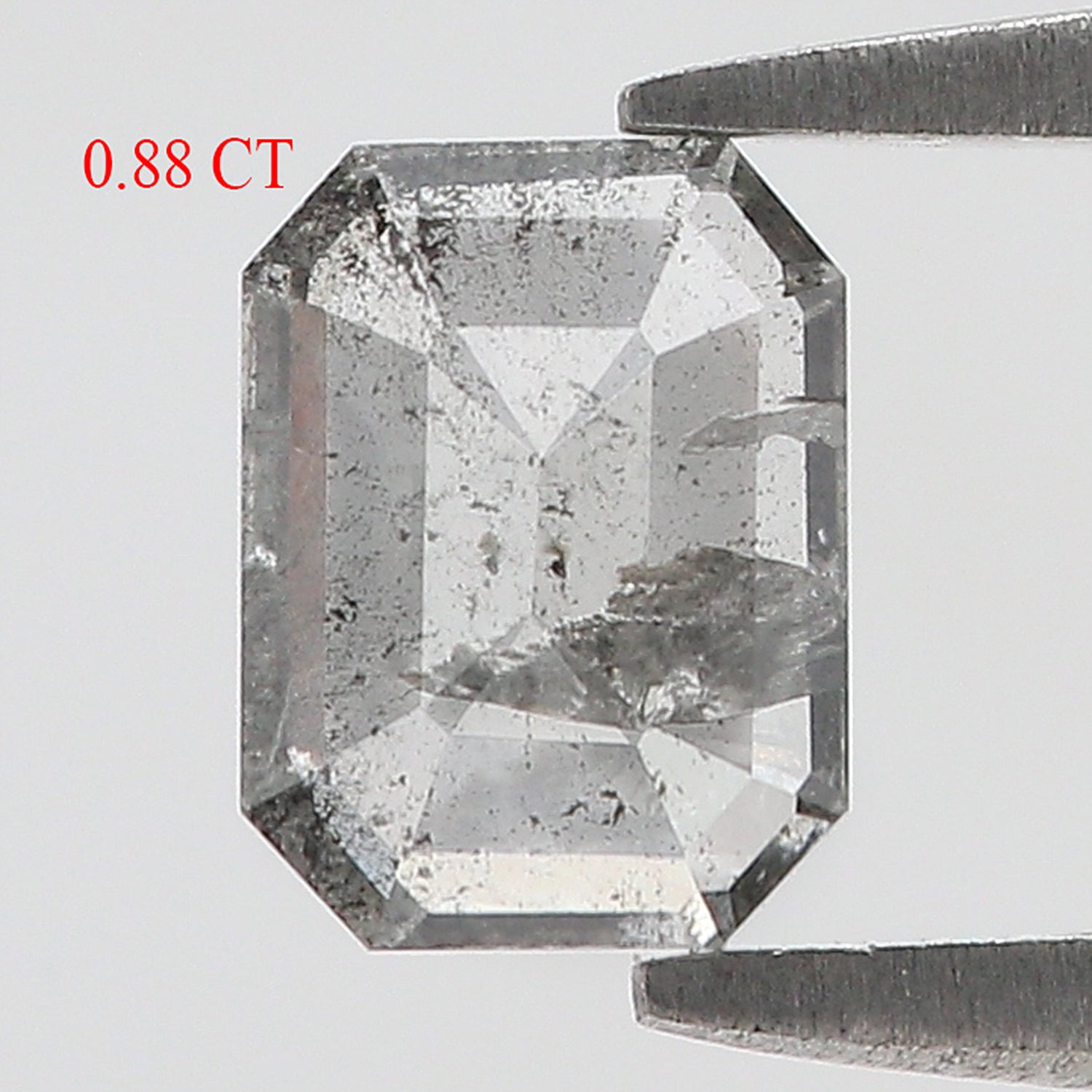 0.88 CT Natural Loose Emerald Shape Diamond Salt And Pepper Emerald Cut Diamond 6.75 MM Natural Black Grey Emerald Rose Cut Diamond LQ1424