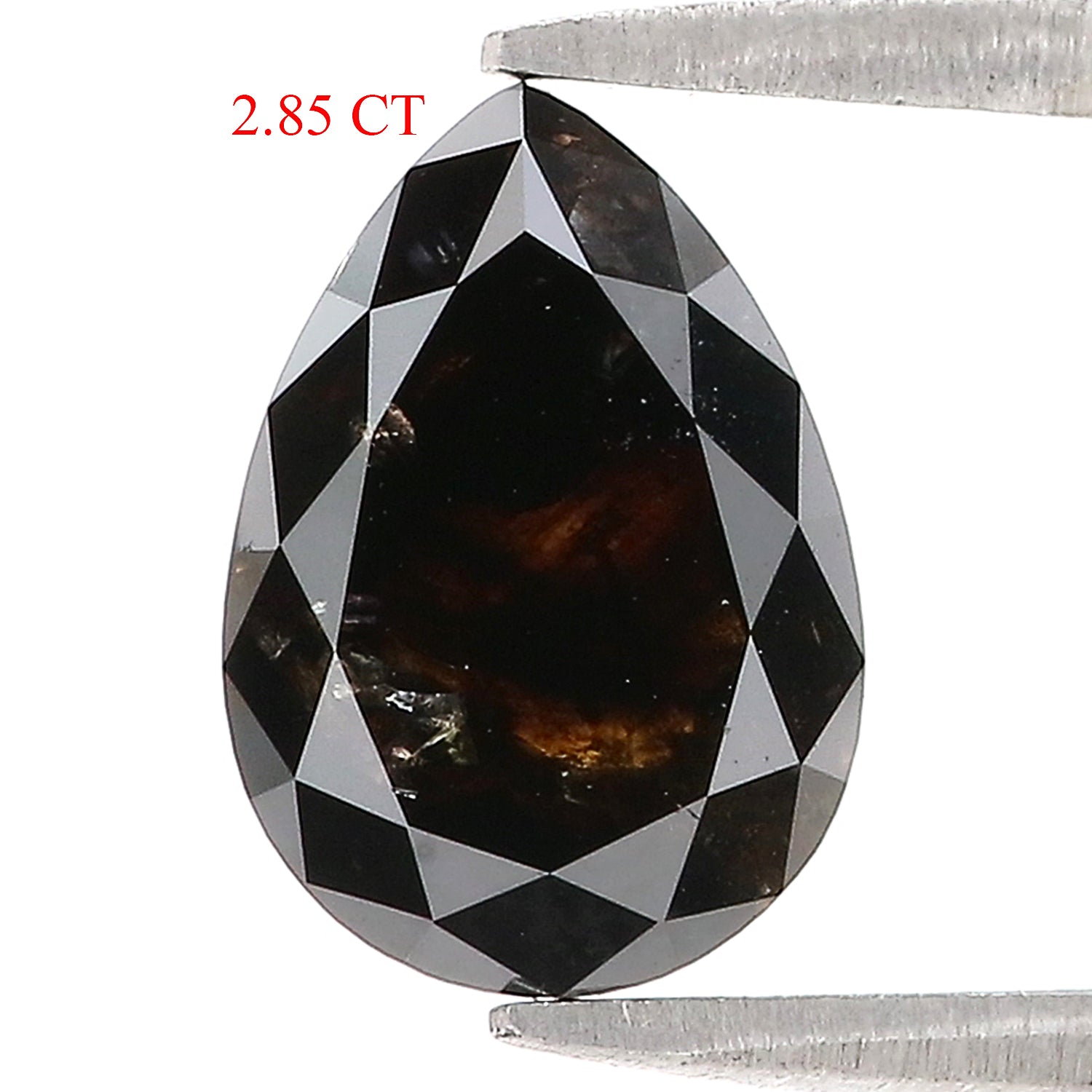 2.85 CT Natural Loose Pear Shape Diamond Black Color Pear Cut Diamond 10.70 MM Natural Black Pear Diamond Rose Cut Diamond L3404
