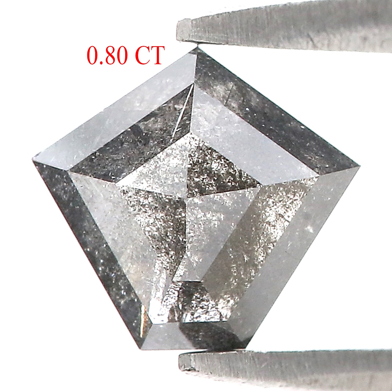 0.80 Ct Natural Loose Pentagon Shape Diamond Salt And Pepper Pentagon Cut Diamond 6.40 MM Black Gray Color Pentagon Rose Cut Diamond LQ1300