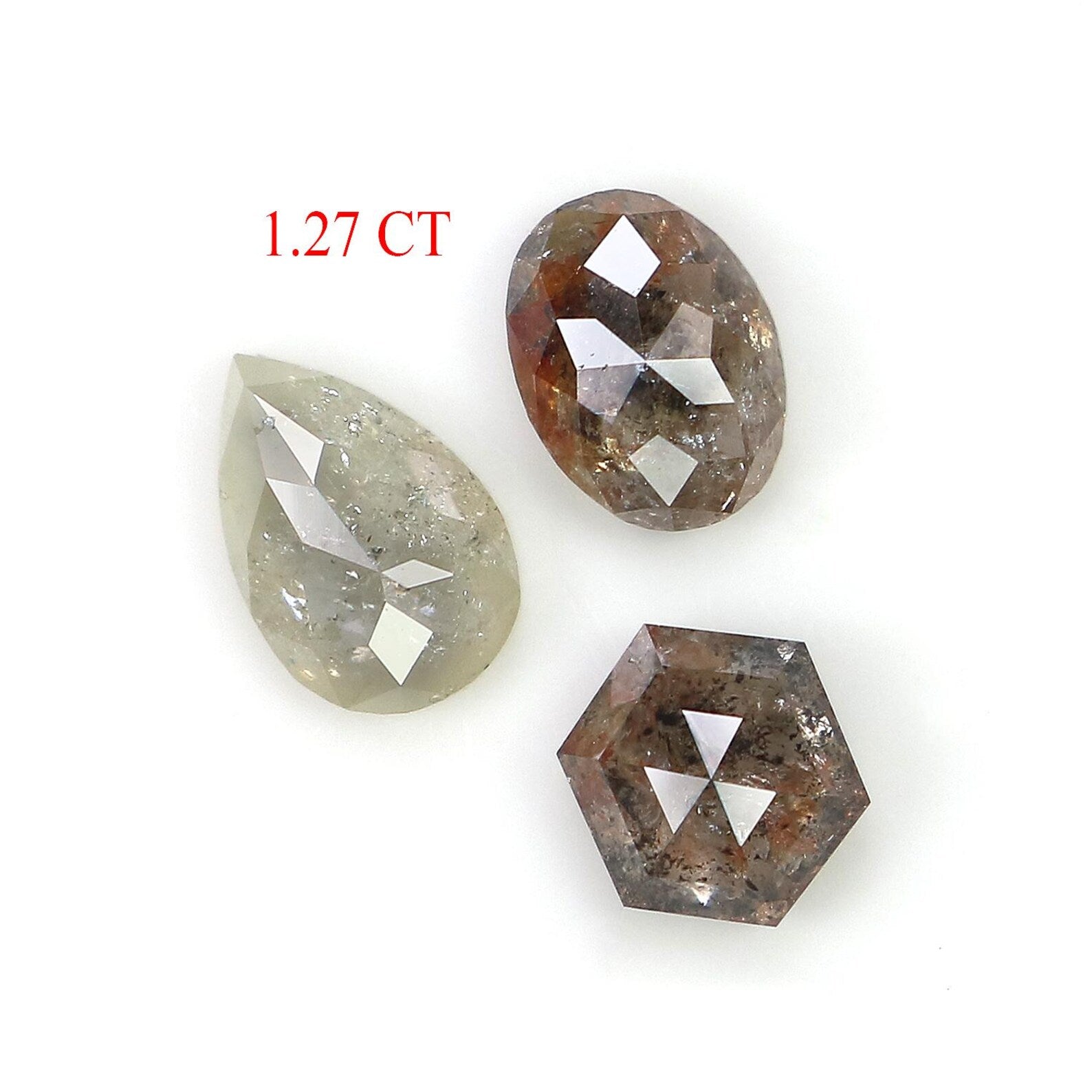 1.27 CT Natural Loose Mix Shape Diamond Brown Grey Color Mix Shape Diamond 6.25 MM Natural Loose Diamond Mix Shape Rose Cut Diamond NQ2204