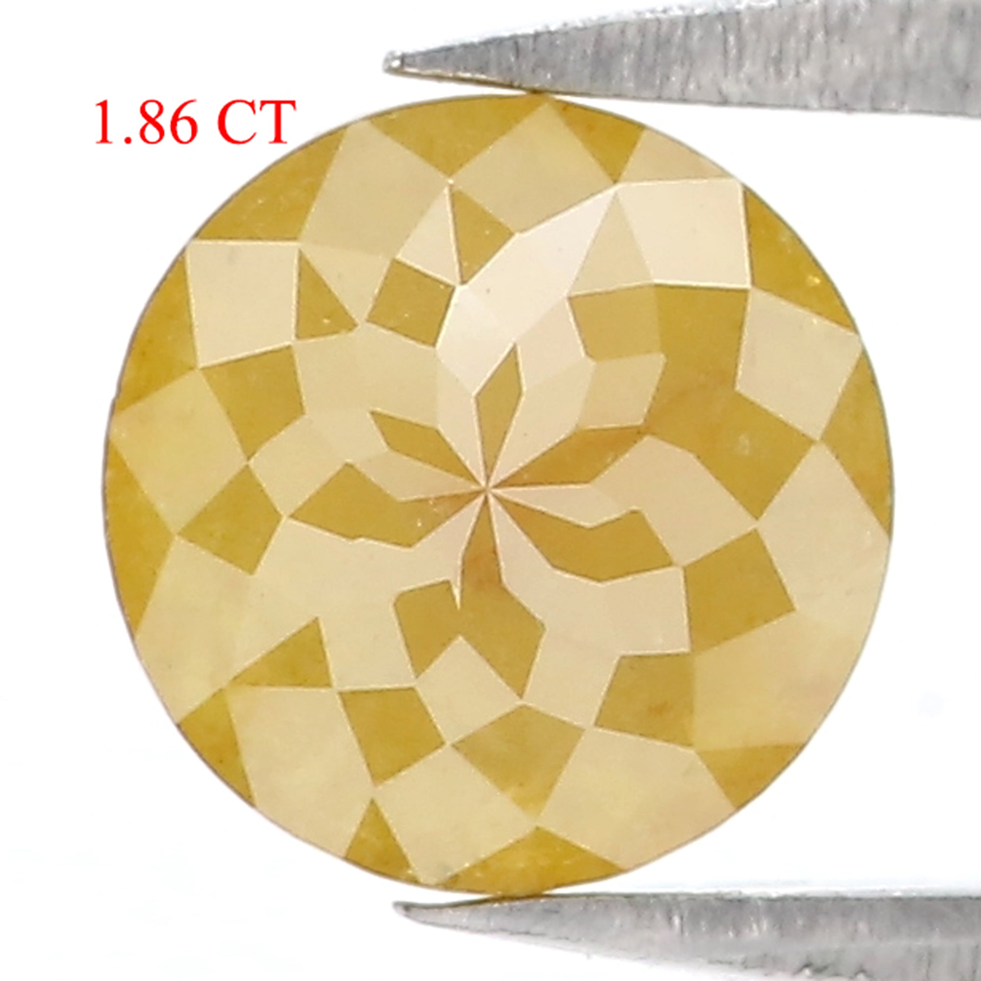 1.86 CT Natural Loose Round Rose Cut Diamond Yellow Color Round Shape Diamond 7.40 MM Natural Yellow Color Round Rose Cut Diamond KQ1994
